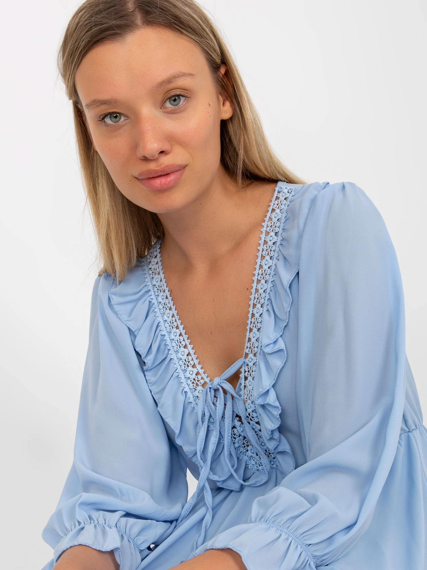 Rochie Dama Maxi, Dantela, Och Bella, Albastru Eleganta Office - Image 6