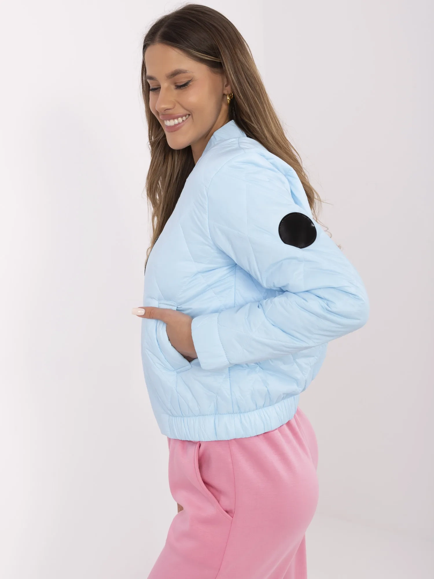 Jacheta Dama Mini, Guler inalt, ITALY MODA, Albastru Eleganta Office - imagine 4