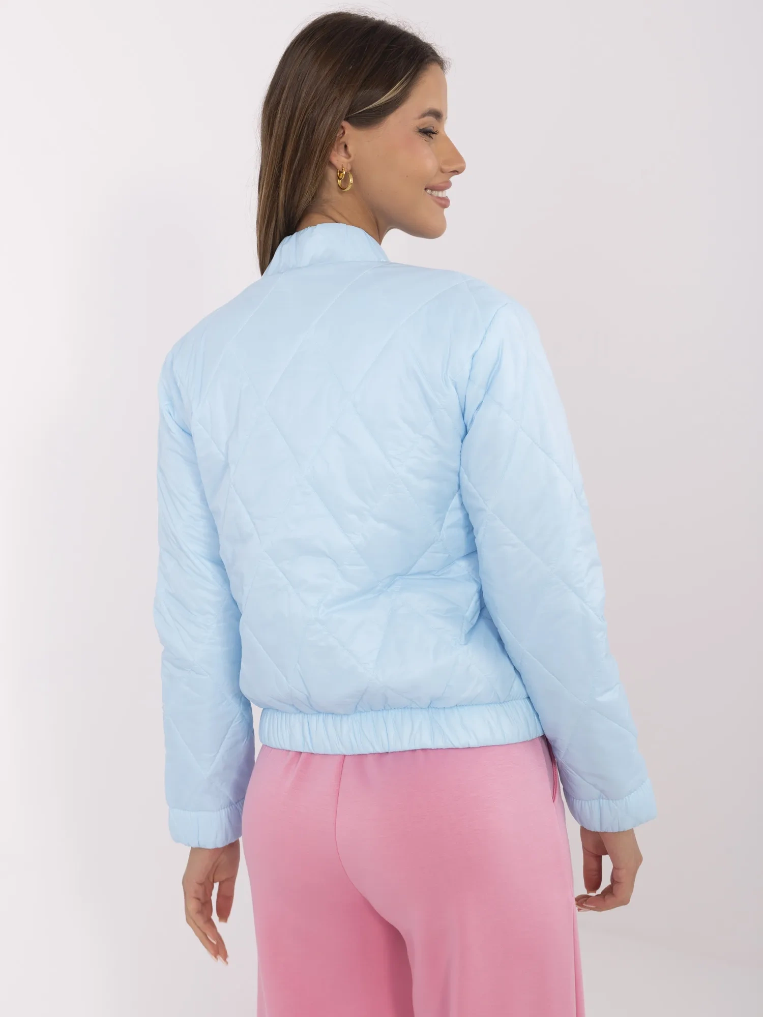 Jacheta Dama Mini, Guler inalt, ITALY MODA, Albastru Eleganta Office - imagine 2