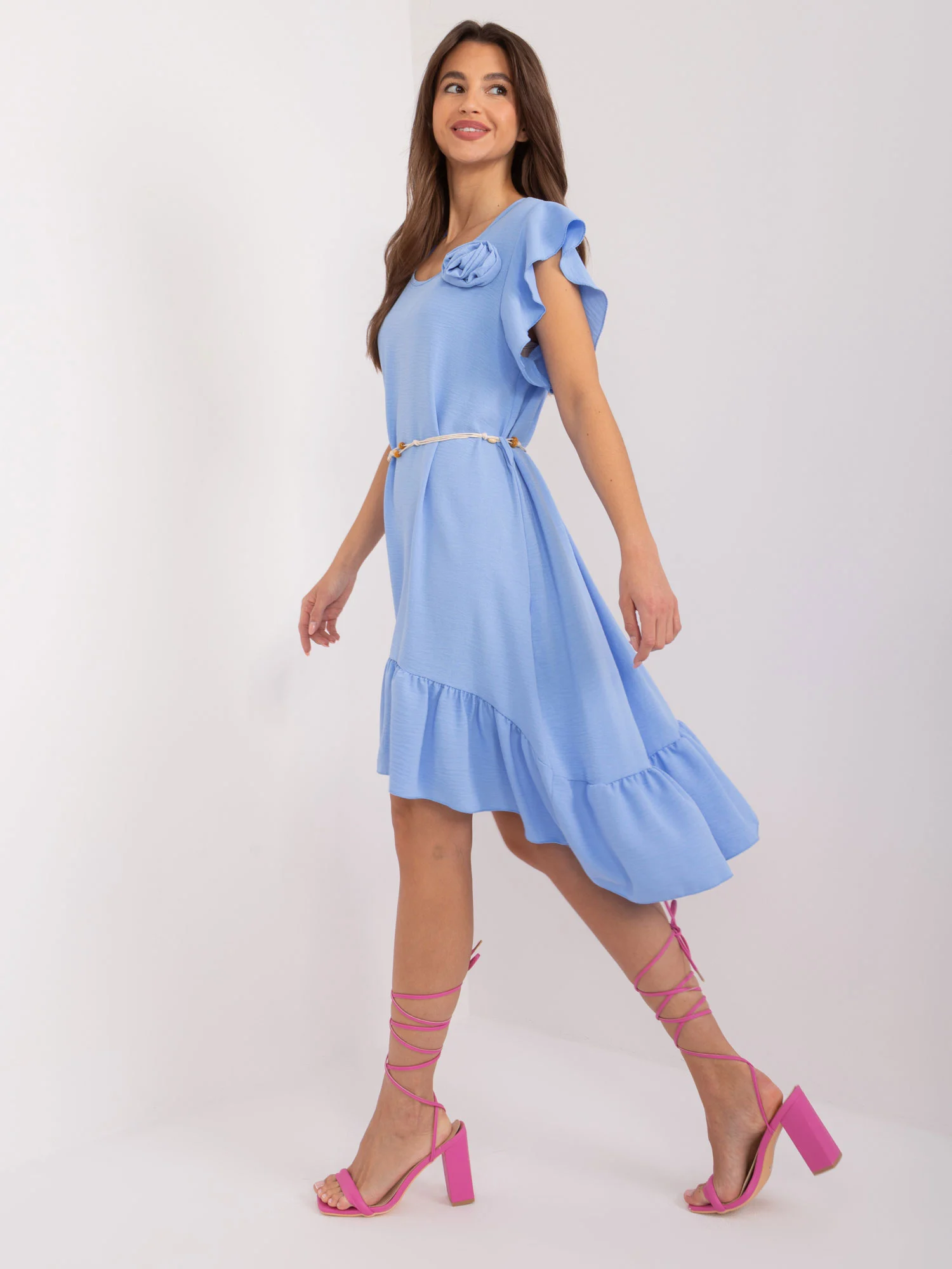 Rochie Dama Mini, Lejera, ITALY MODA, Albastru de Vara - imagine 5