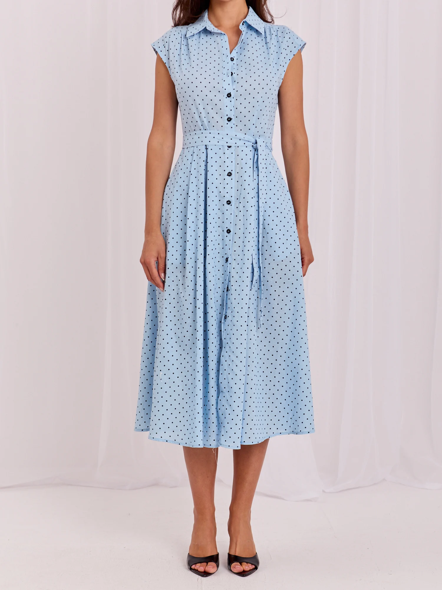 Rochie Dama Midi, Buline, ITALY MODA, Albastru Eleganta Office - imagine 6