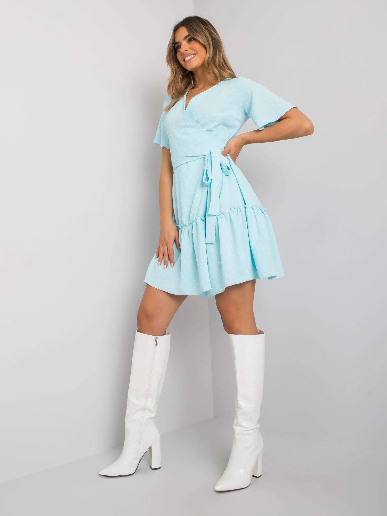 Rochie Dama Mini, Rochie dreapta, LAKERTA, Albastru de Ocazie Nunta - imagine 2