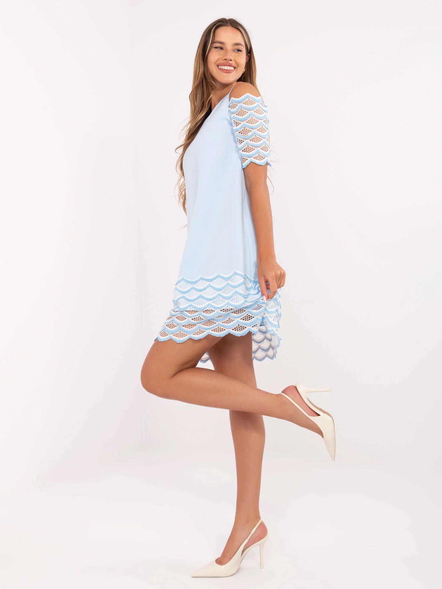 Rochie Dama Deasupra genunchiului, Lejera, LAKERTA, Albastru de Sarbatori - imagine 5
