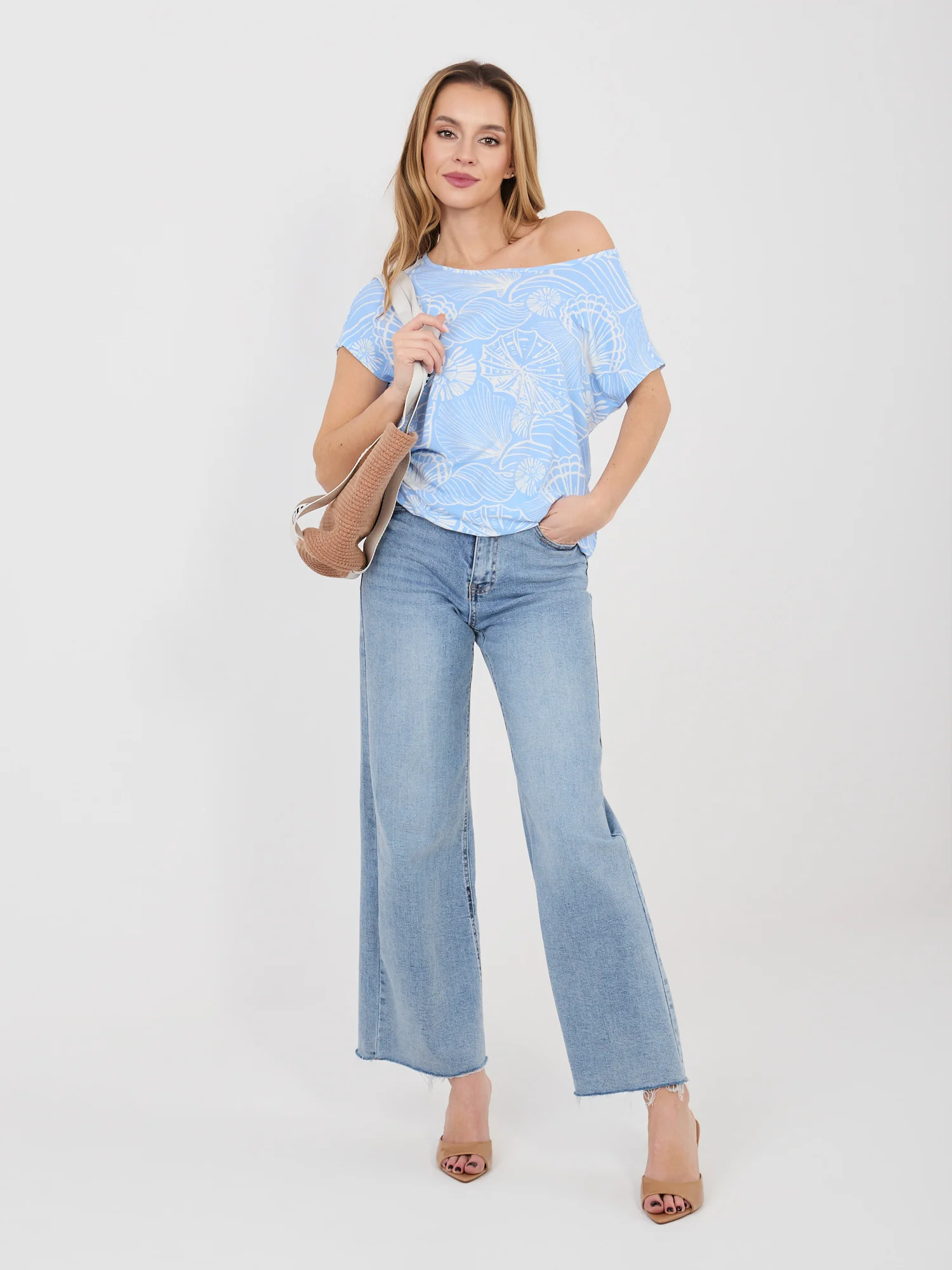Tricou Dama Mini, Decolteu rotund, Sublevel, Albastru Marimi Mari - imagine 6