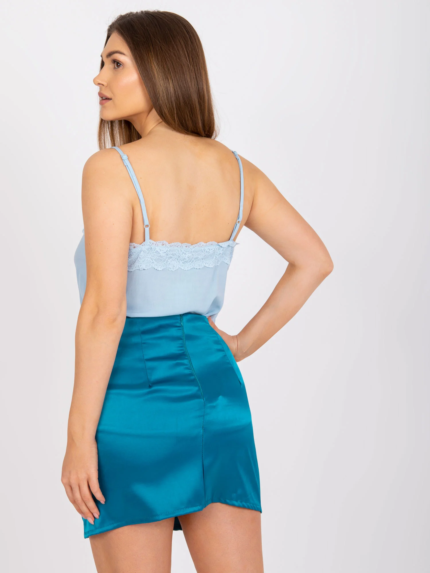 Top Dama Dantela, Decolteu in V, Fresh Made, Albastru Casual - imagine 3