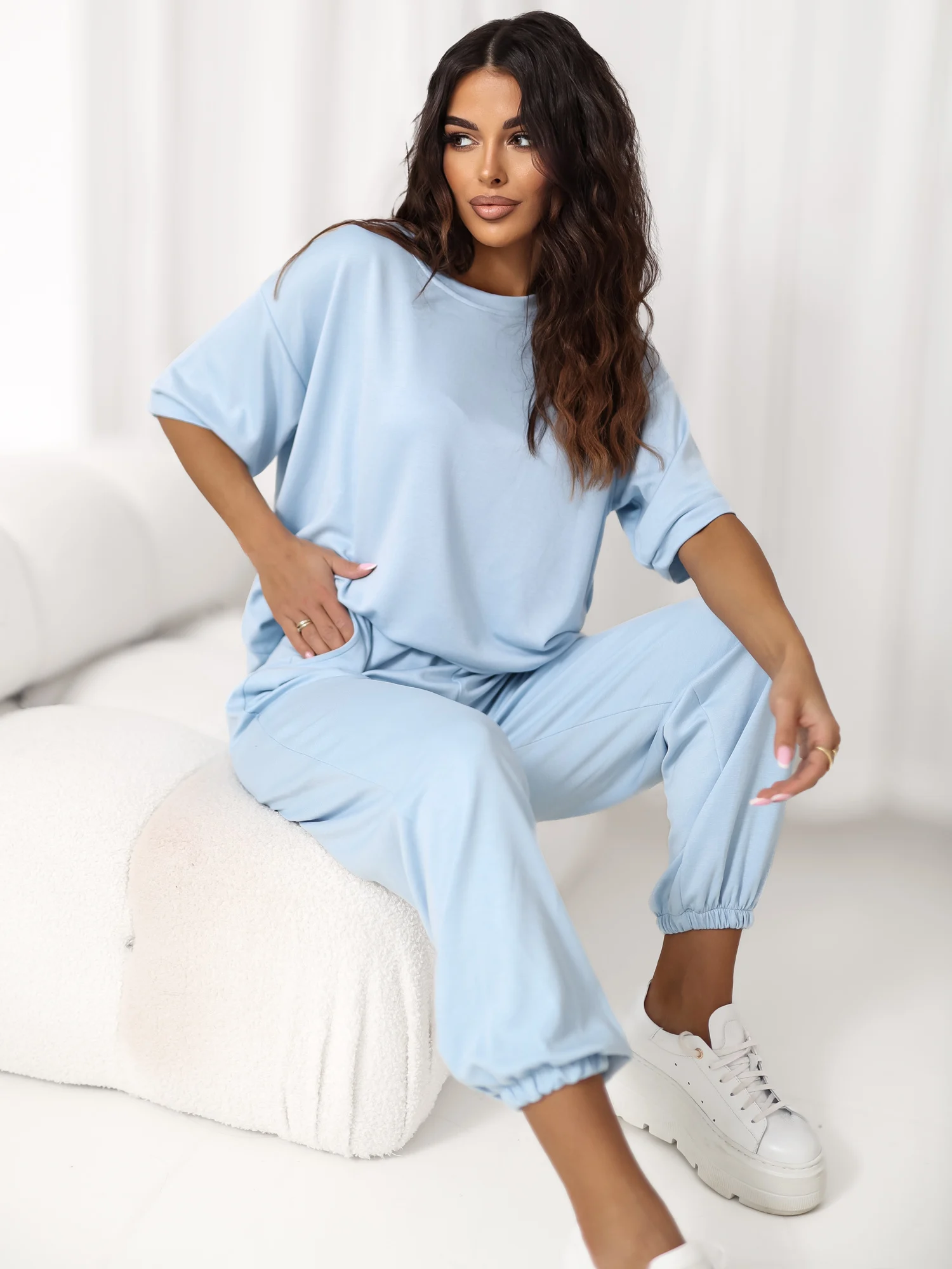 Compleu Dama Mini, Mansete elastice, RUE PARIS, Albastru - imagine 8