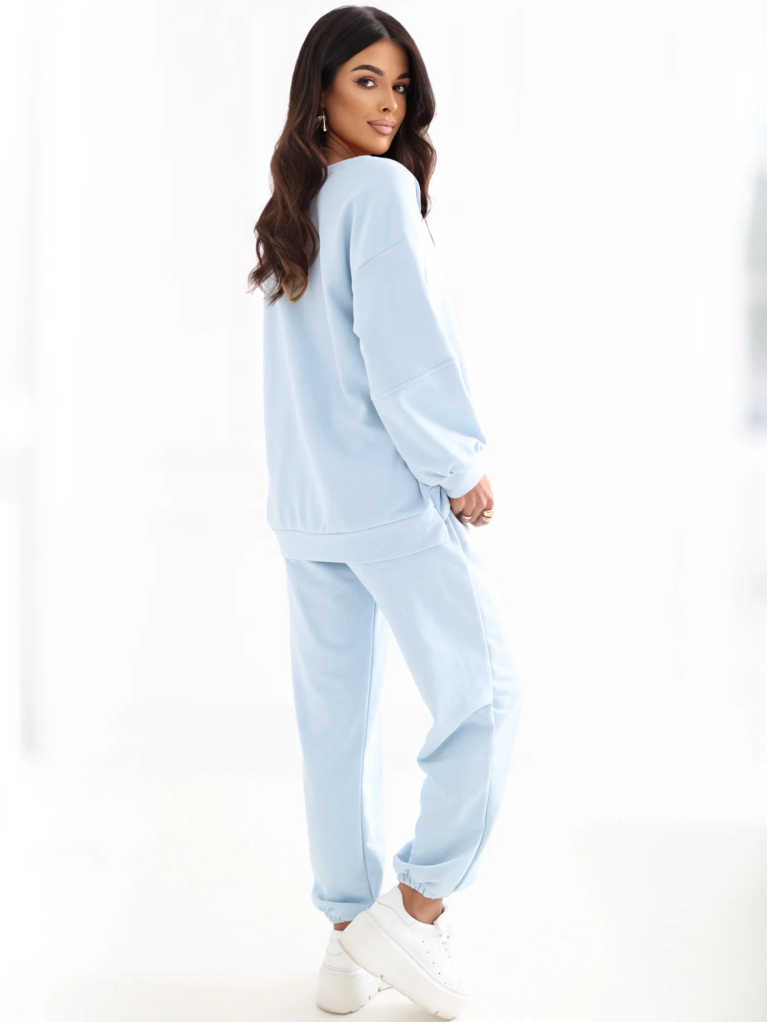 Compleu Dama Maneca lunga, Mansete elastice, RUE PARIS, Albastru - imagine 6