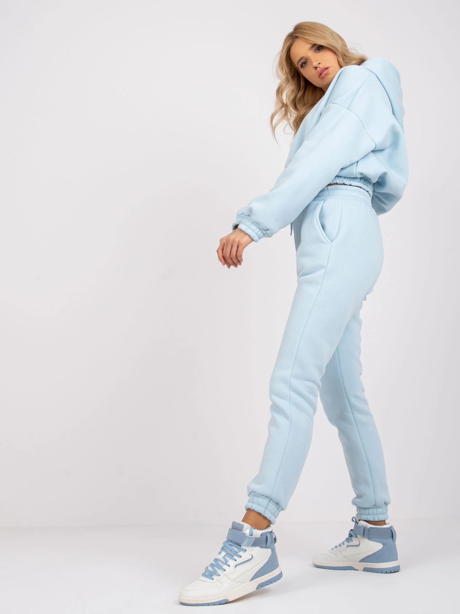 Compleu Dama Maneca lunga, Mansete elastice, ex moda, Albastru Casual - imagine 6