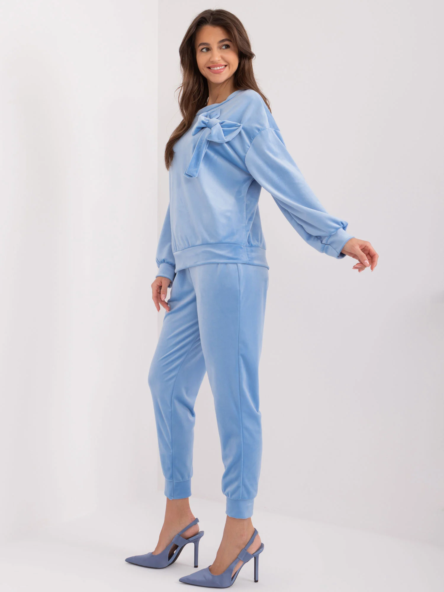 Compleu Dama Maneca lunga, Mansete elastice, ITALY MODA, Albastru Casual - imagine 3
