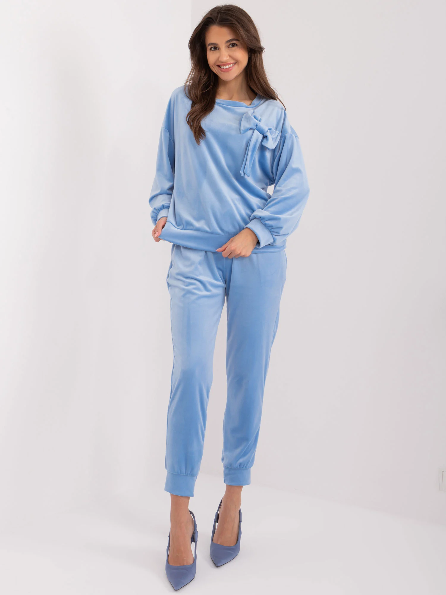 Compleu Dama Maneca lunga, Mansete elastice, ITALY MODA, Albastru Casual - imagine 2