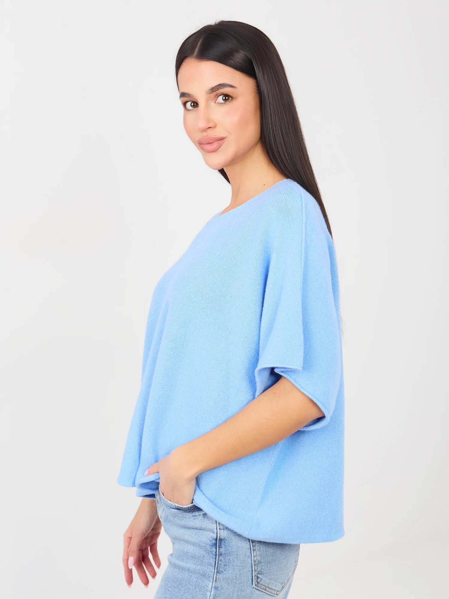 Pulover Dama Mini, Elegant, ITALY MODA, Albastru Eleganta Office - Image 4