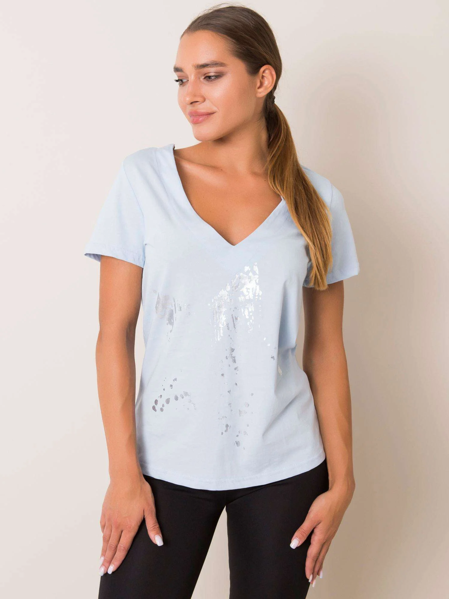 Tricou Dama Mini, Imprimat, For Fitness, Albastru - imagine 2