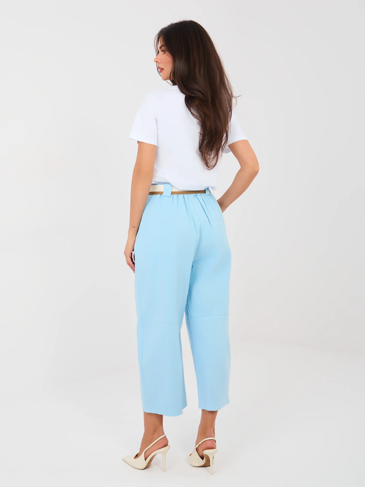 Pantaloni Dama Larga, Guler inalt, RUE PARIS, Albastru Eleganta Office - imagine 5