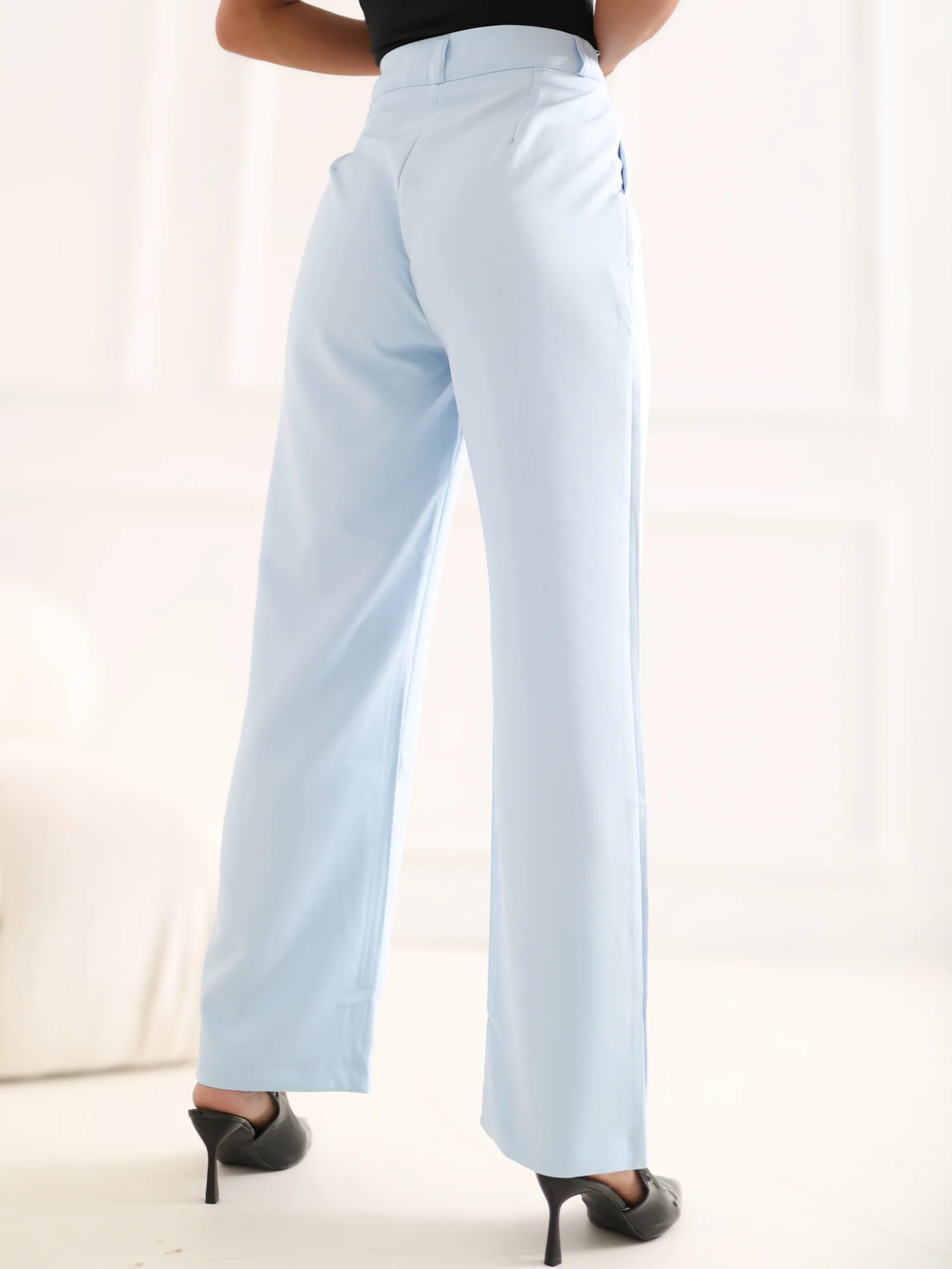 Pantaloni Dama Elegant, Guler inalt, RUE PARIS, Albastru de Petrecere - imagine 2
