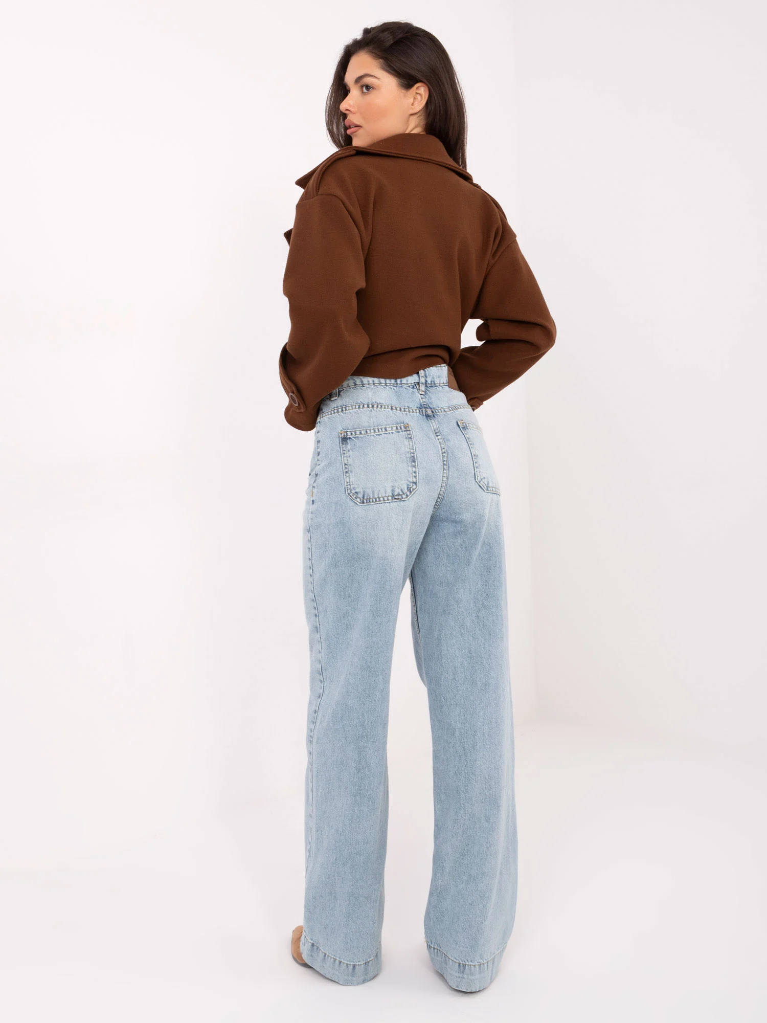 Pantaloni Dama Larga, Guler inalt, Sublevel, Albastru Casual - Image 6