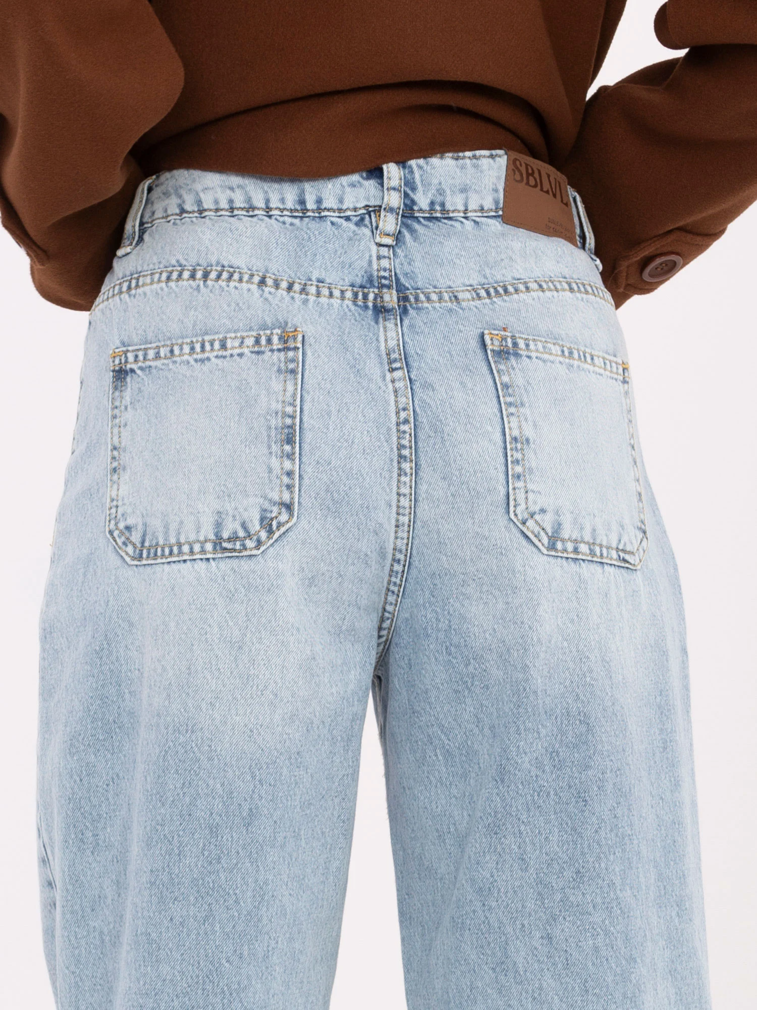 Pantaloni Dama Larga, Guler inalt, Sublevel, Albastru Casual - Image 4