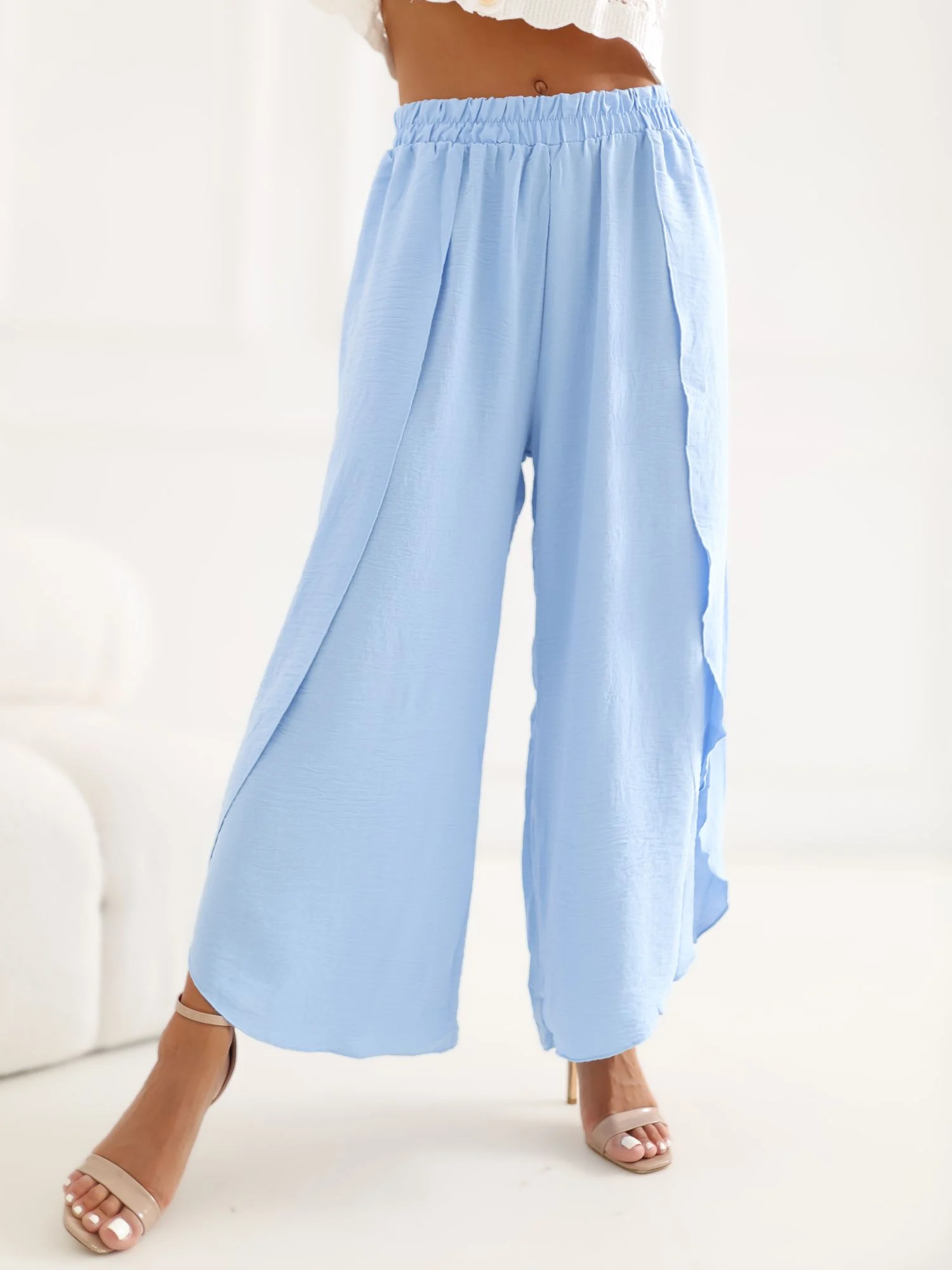 Pantaloni Dama 7/8, Cu slit, Miss kimery, Albastru - imagine 2