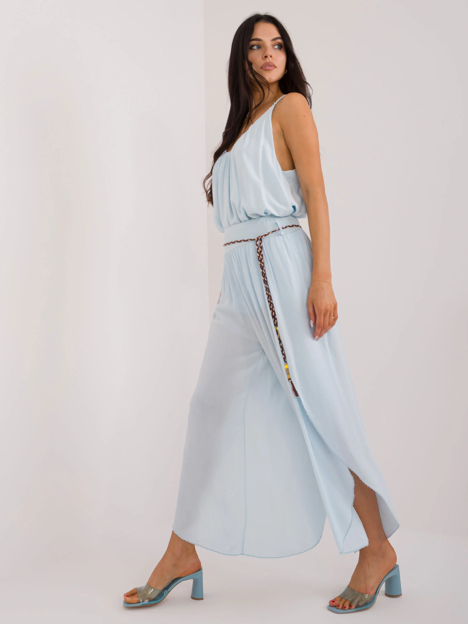 Pantaloni Dama Lejera, Guler inalt, Och Bella, Bleu - imagine 4