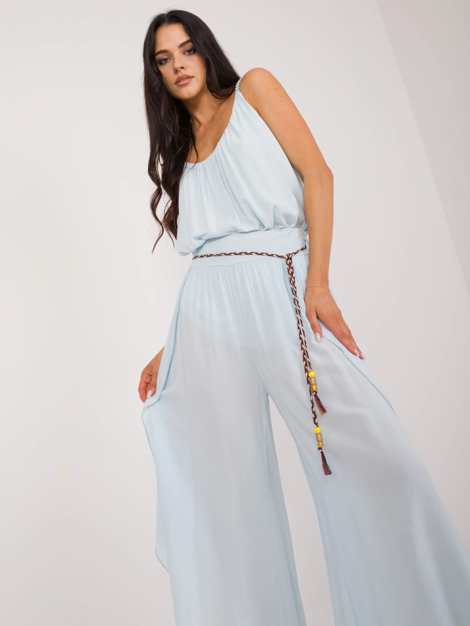 Pantaloni Dama Lejera, Guler inalt, Och Bella, Bleu - imagine 5