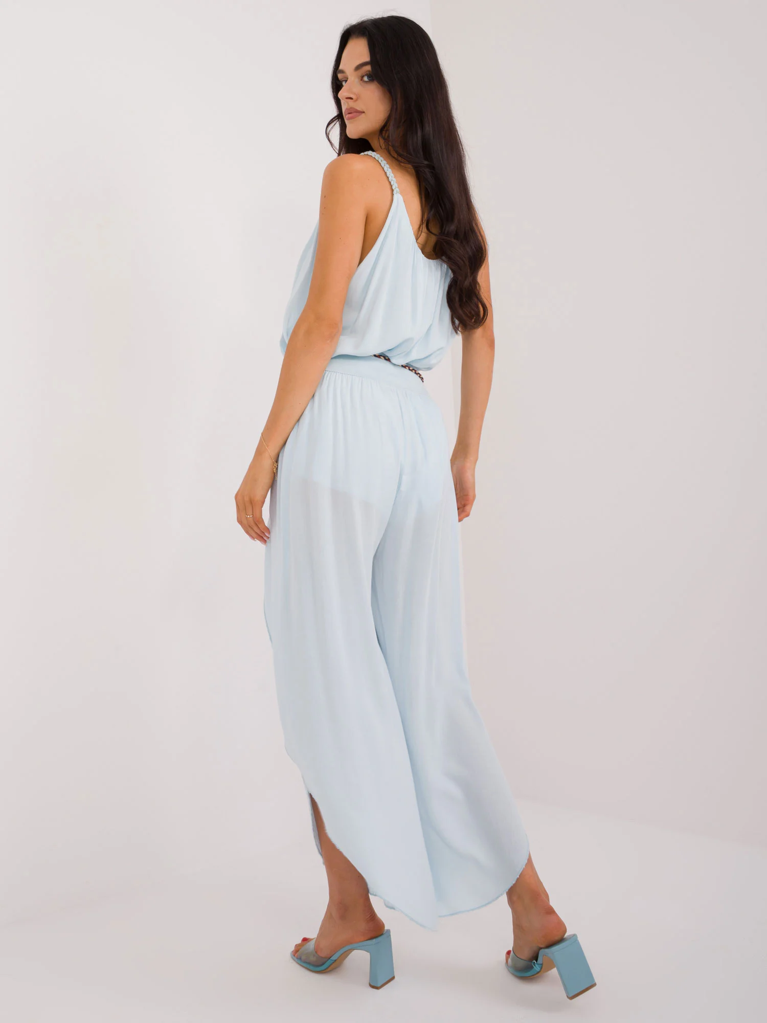Pantaloni Dama Lejera, Guler inalt, Och Bella, Bleu - imagine 2