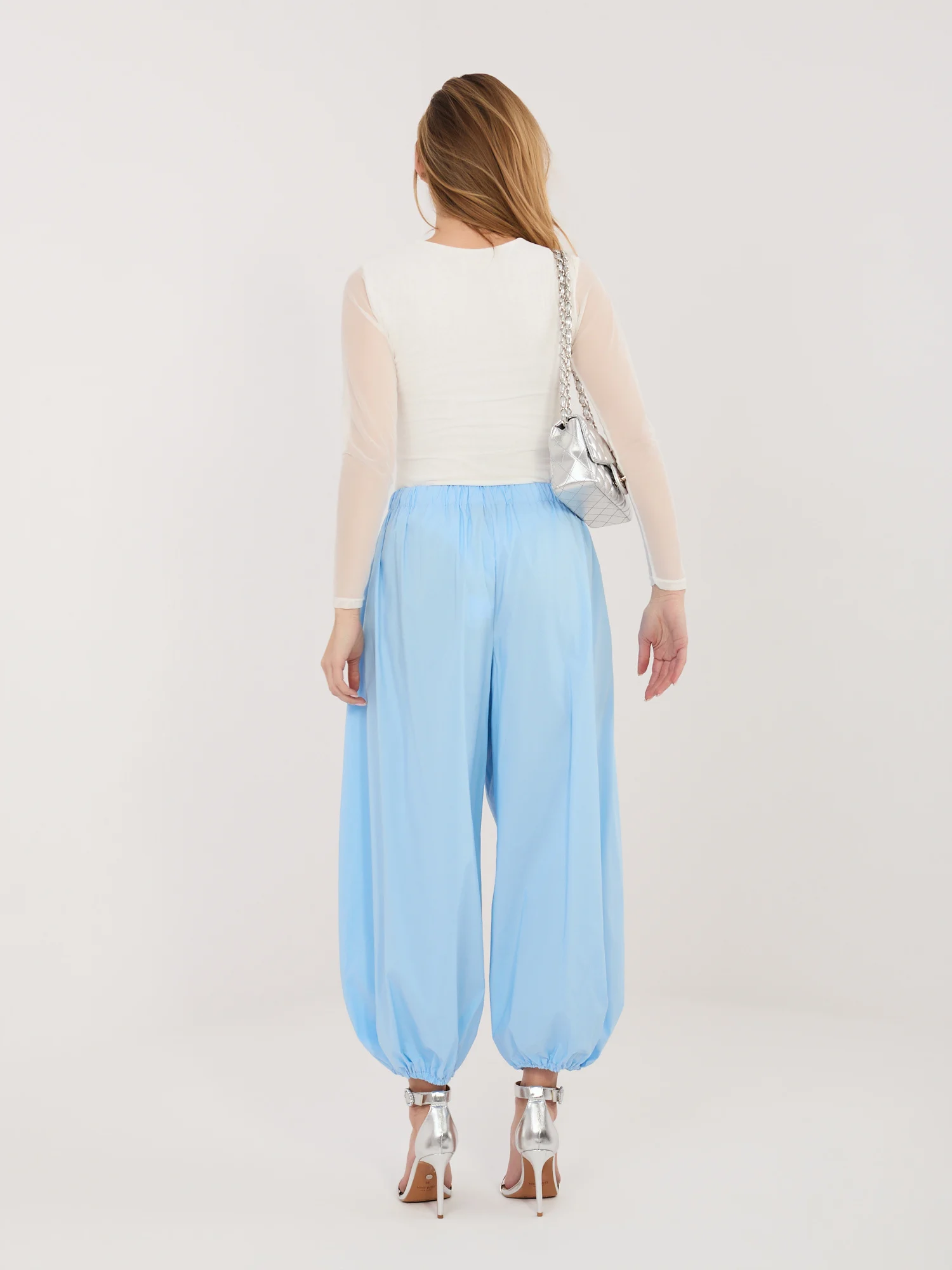 Pantaloni Dama 7/8, Mansete elastice, RUE PARIS, Albastru Casual - imagine 6