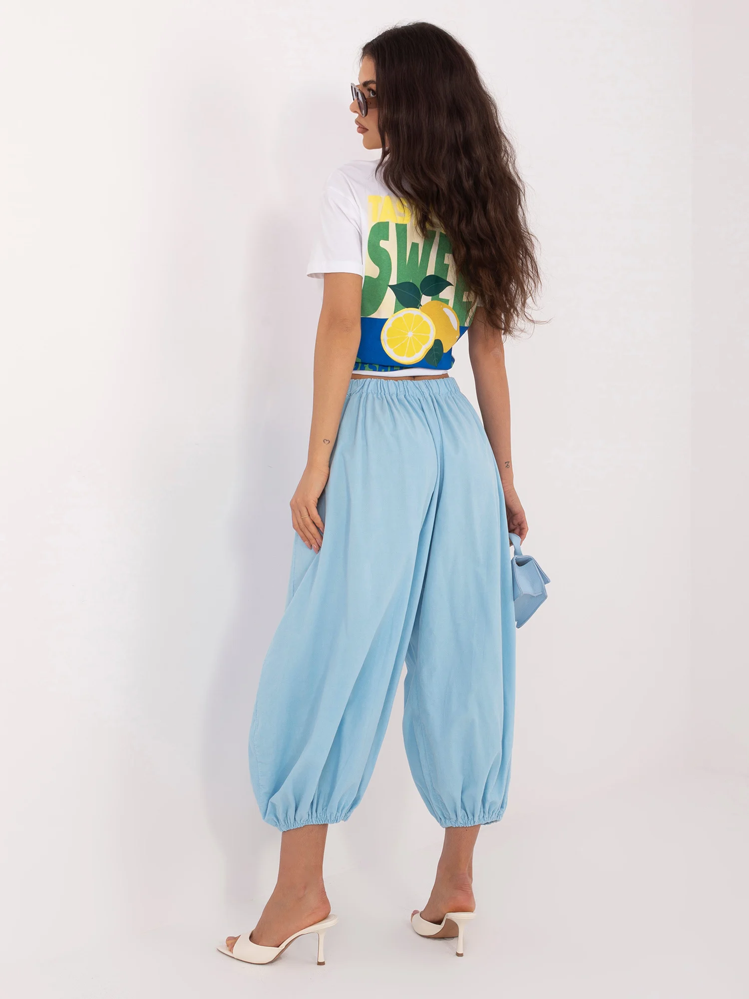 Pantaloni Dama 7/8, Mansete elastice, ITALY MODA, Albastru Casual - imagine 4