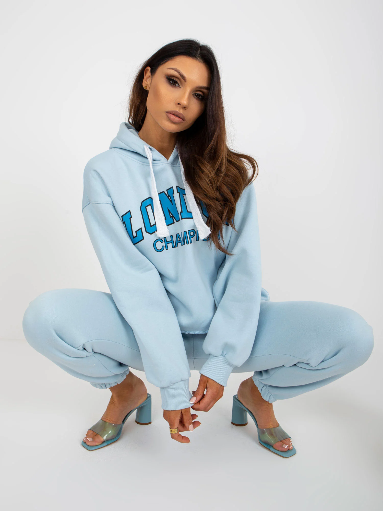 Compleu Dama Maneca lunga, Mansete elastice, ex moda, Albastru Casual - imagine 2