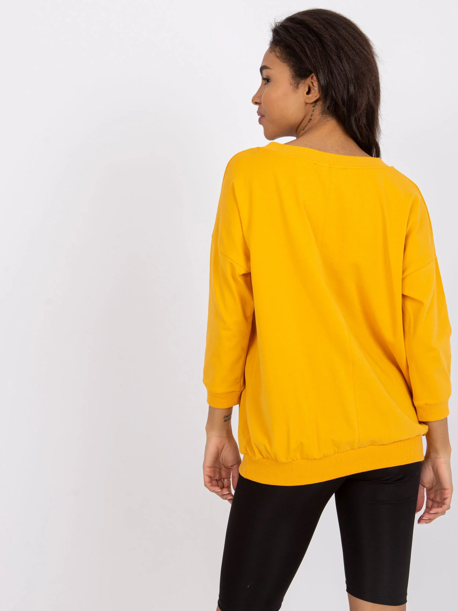 Bluza Dama Maneca 3/4, Decolteu in V, BASIC FEEL GOOD, Portocaliu Eleganta Office - imagine 3