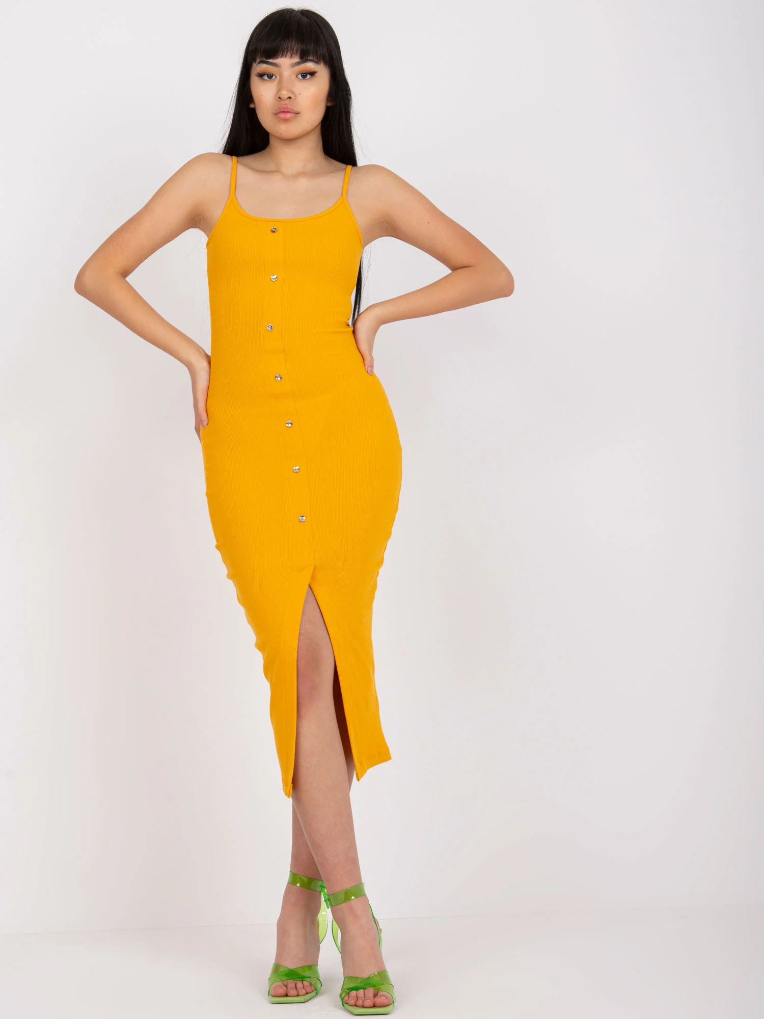 Rochie Dama Midi, Dungi, RUE PARIS, Portocaliu de Vara - Image 7