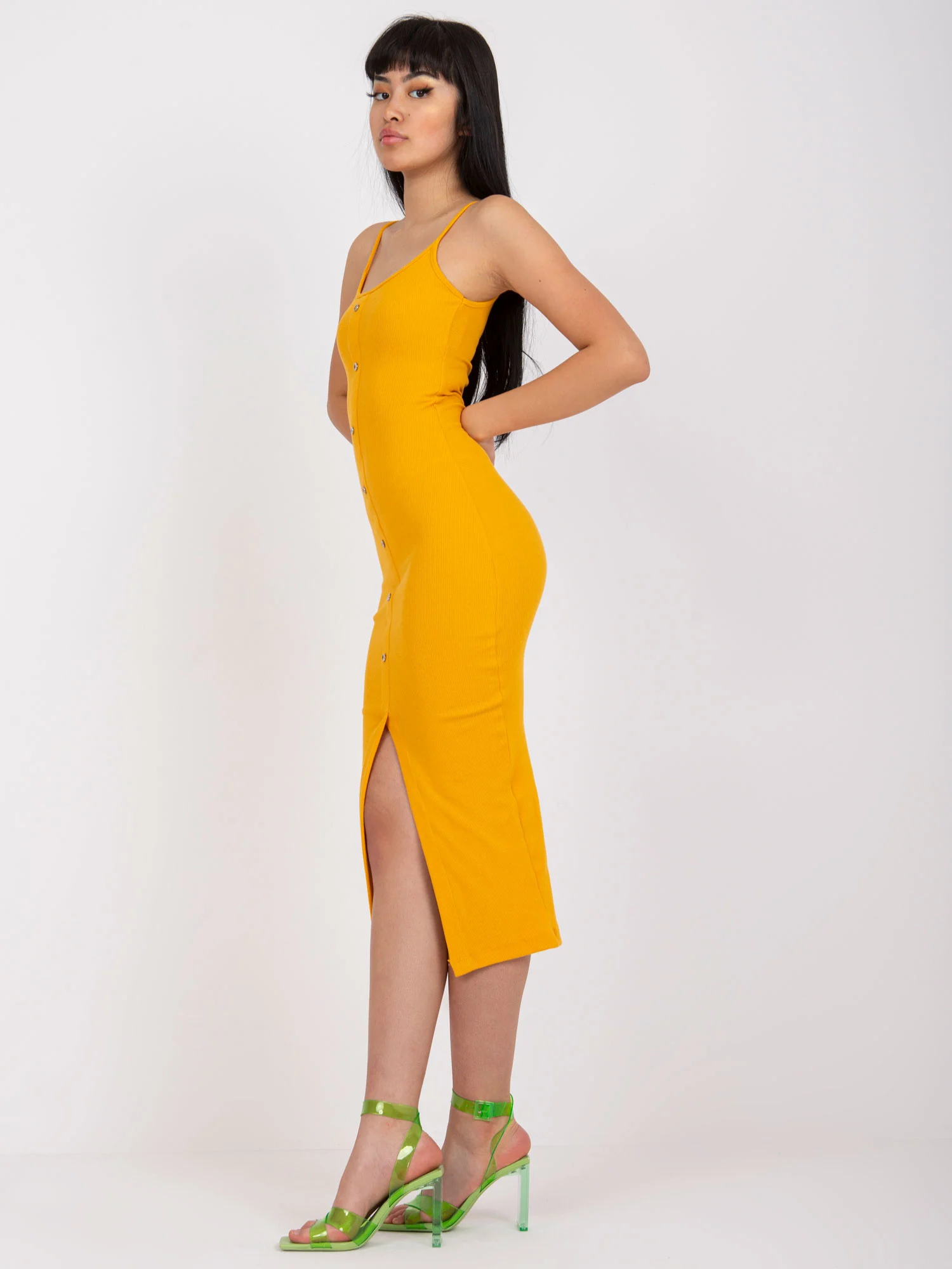 Rochie Dama Midi, Dungi, RUE PARIS, Portocaliu de Vara - Image 3