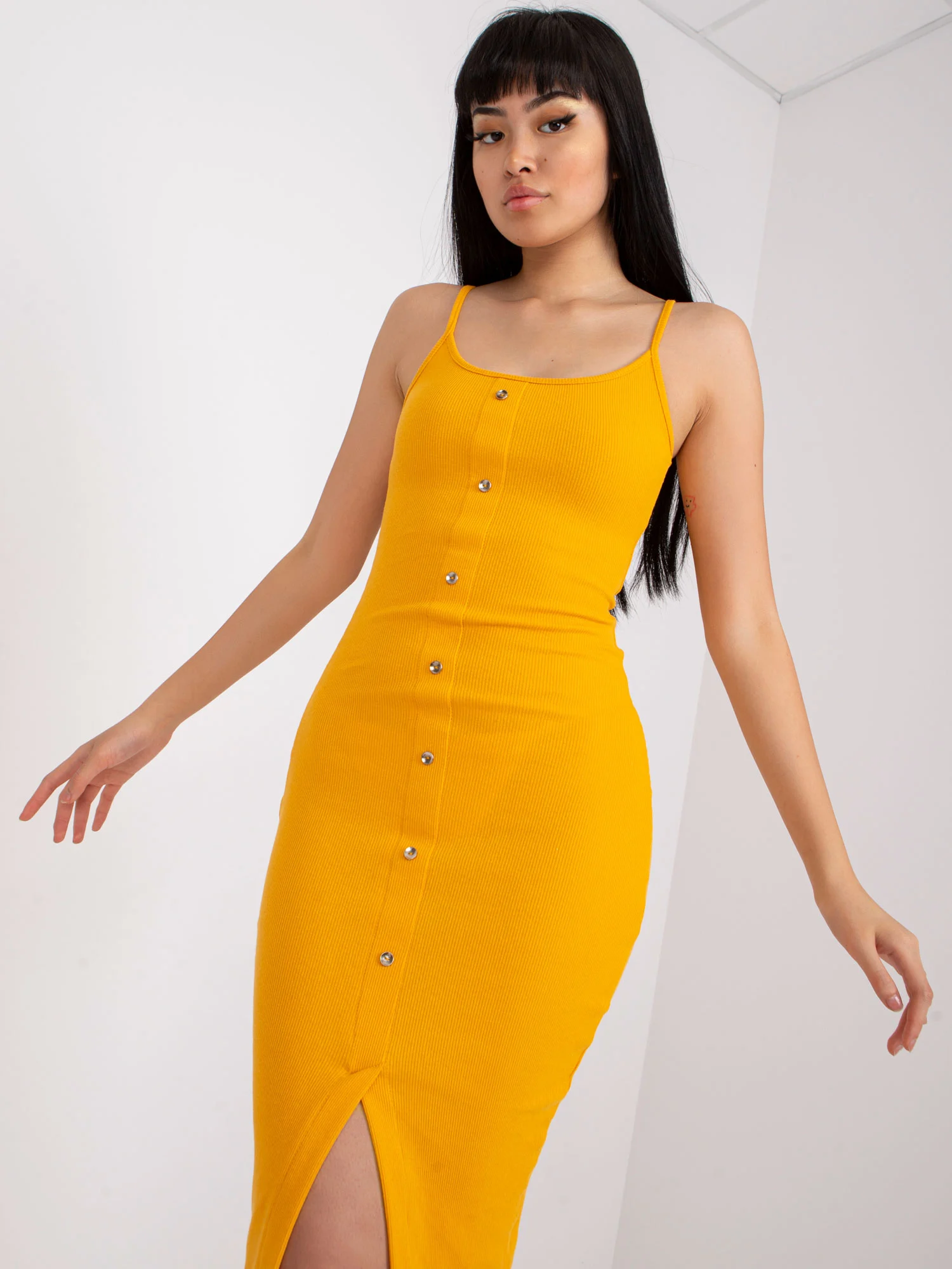 Rochie Dama Midi, Dungi, RUE PARIS, Portocaliu de Vara - Image 2