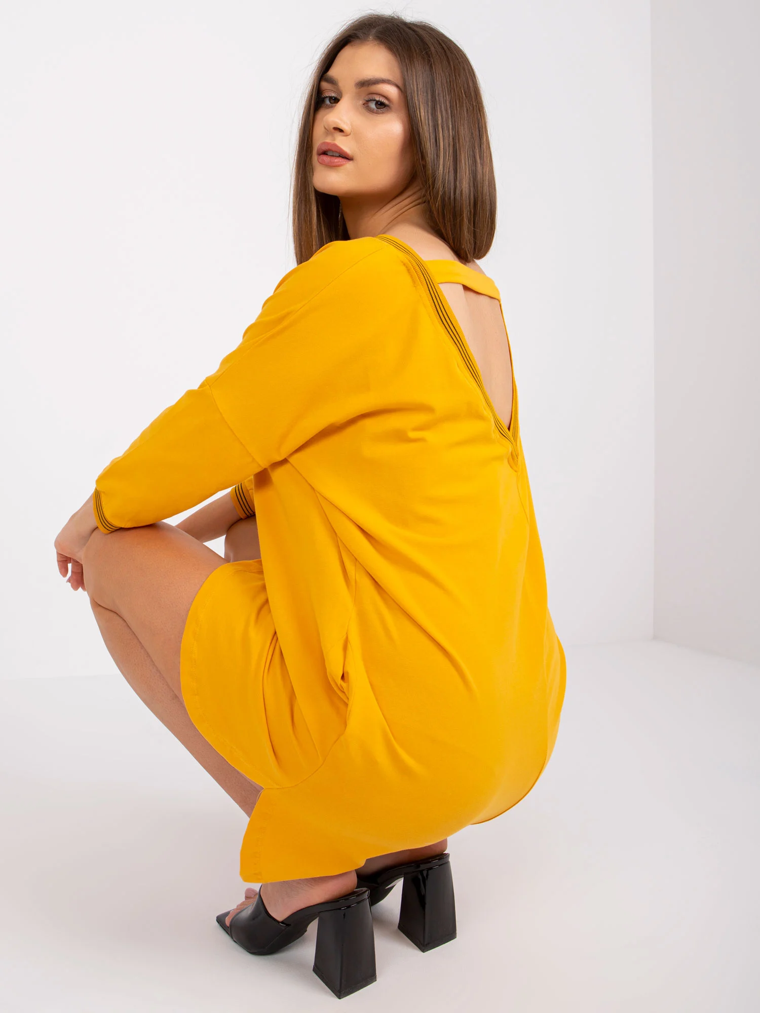 Rochie Dama Mini, Rochie dreapta, RUE PARIS, Portocaliu Casual - imagine 2