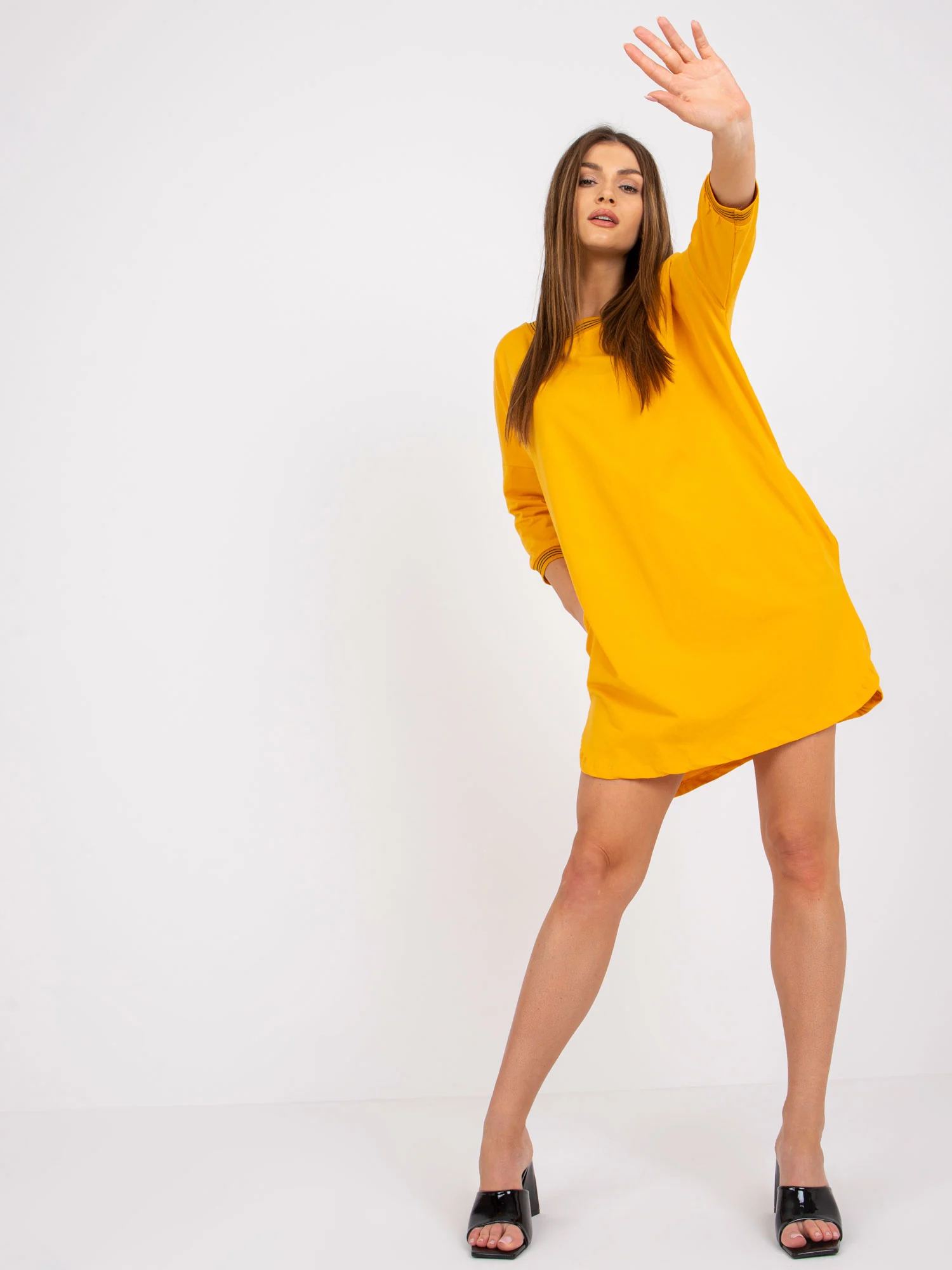 Rochie Dama Mini, Rochie dreapta, RUE PARIS, Portocaliu Casual - imagine 5