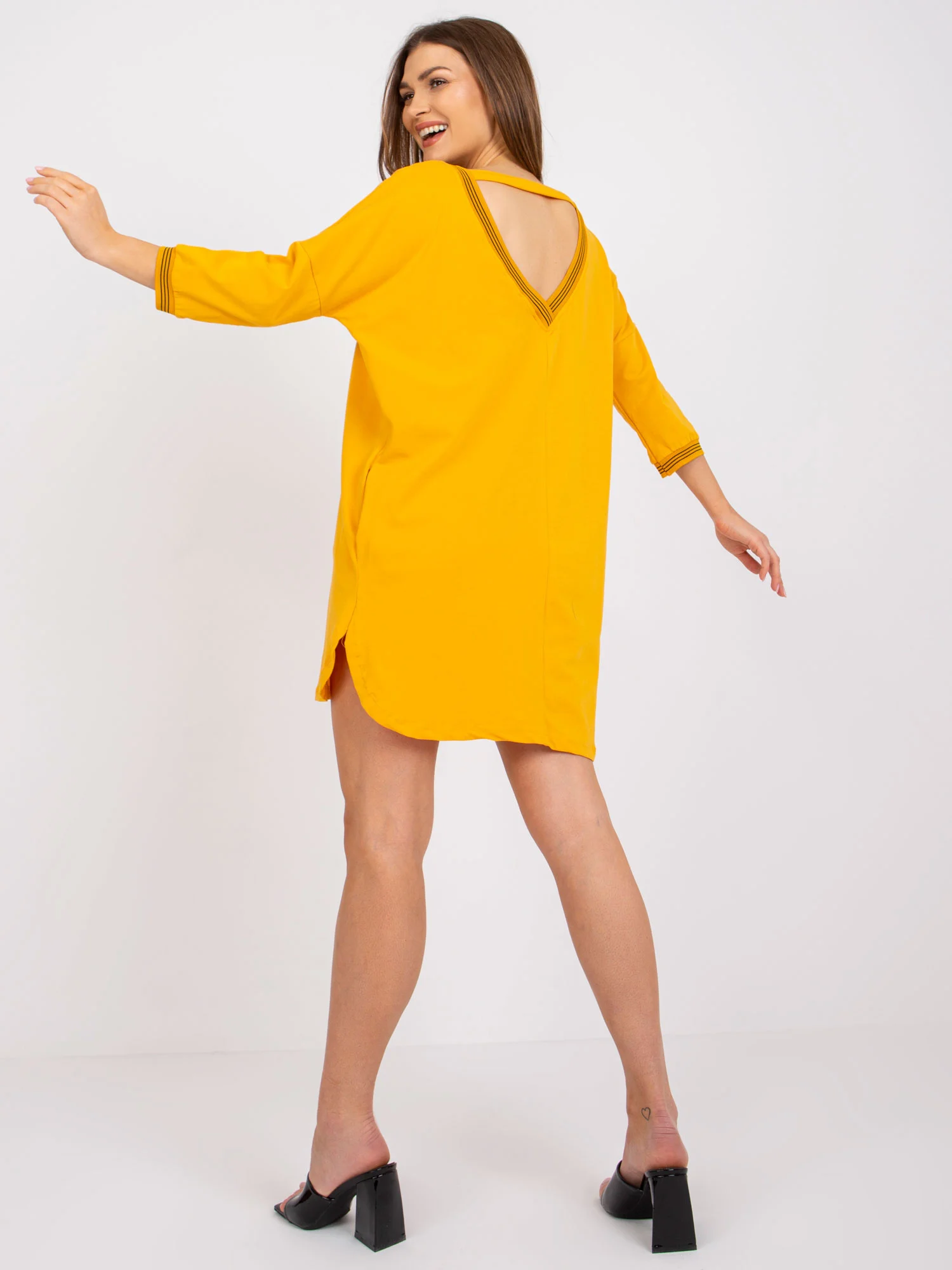 Rochie Dama Mini, Rochie dreapta, RUE PARIS, Portocaliu Casual - imagine 4