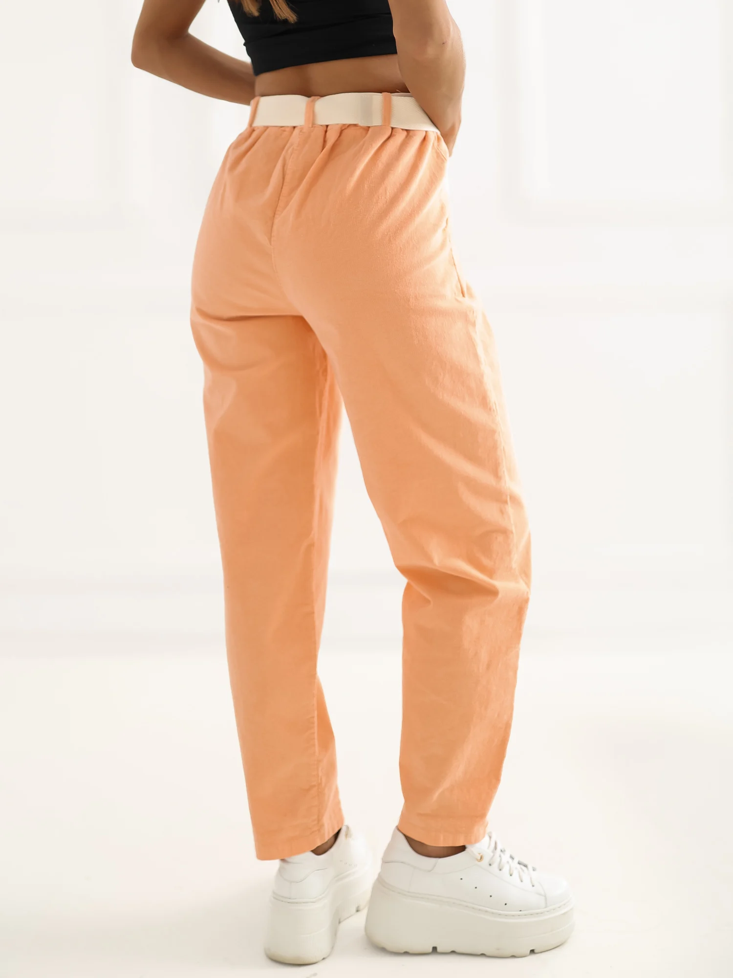 Pantaloni Dama 7/8, Conica, ITALY MODA, Portocaliu - imagine 2