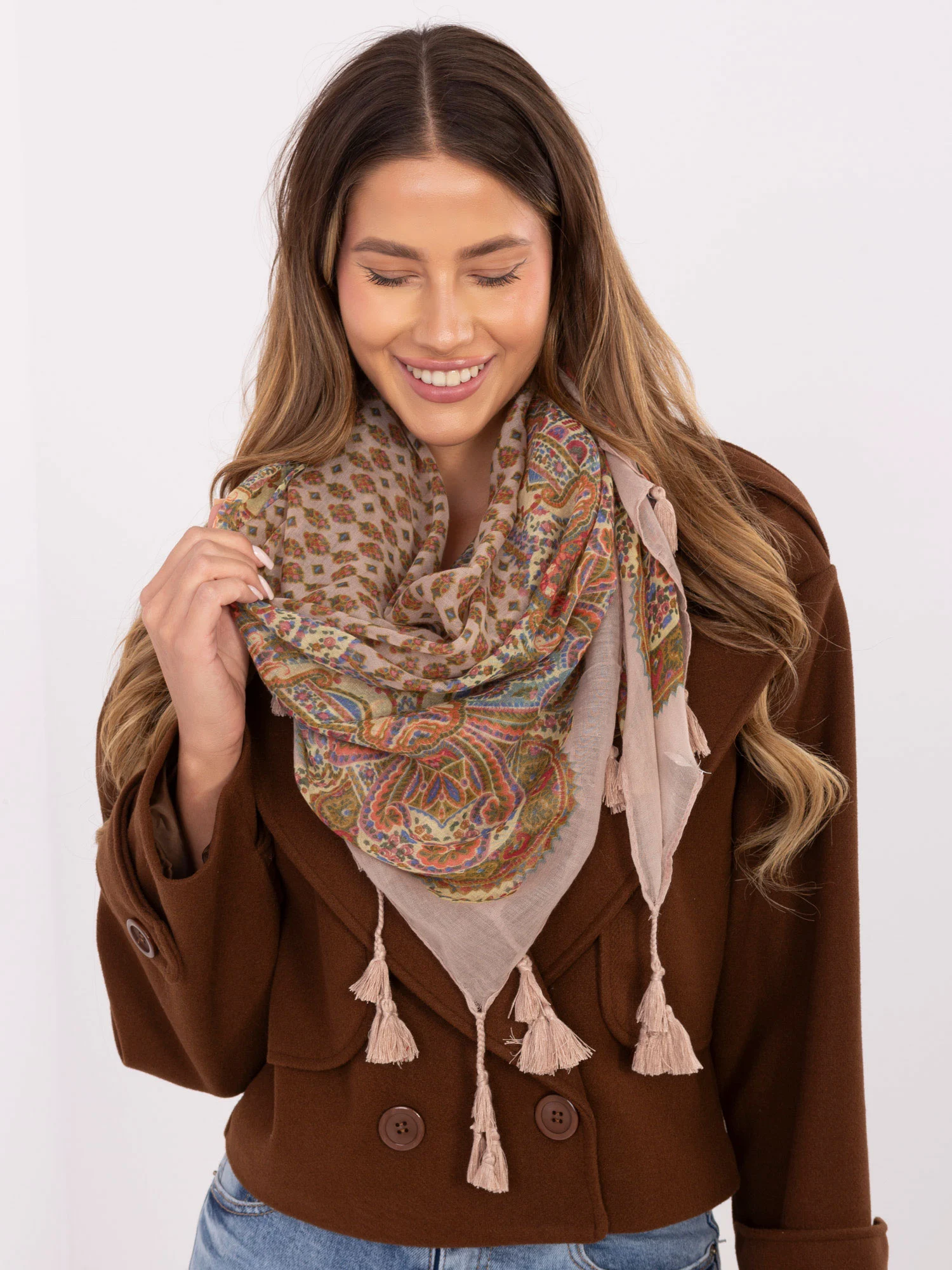 Bandana Dama Imprimat, Viscoza, Fashion Hunters, Roz - imagine 2