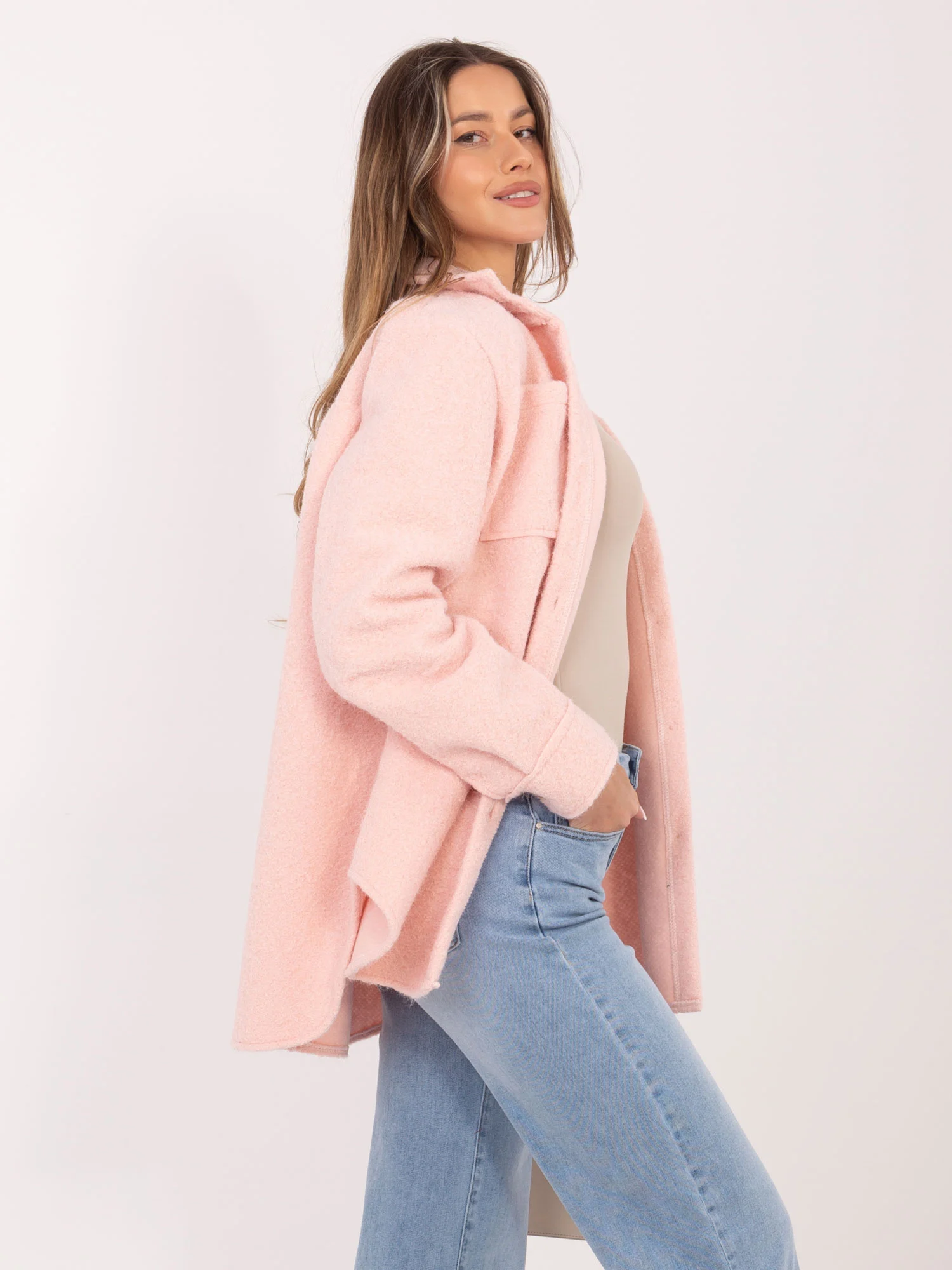 Jacheta Dama Maneca lunga, Guler inalt, RUE PARIS, Roz de Vara - imagine 6