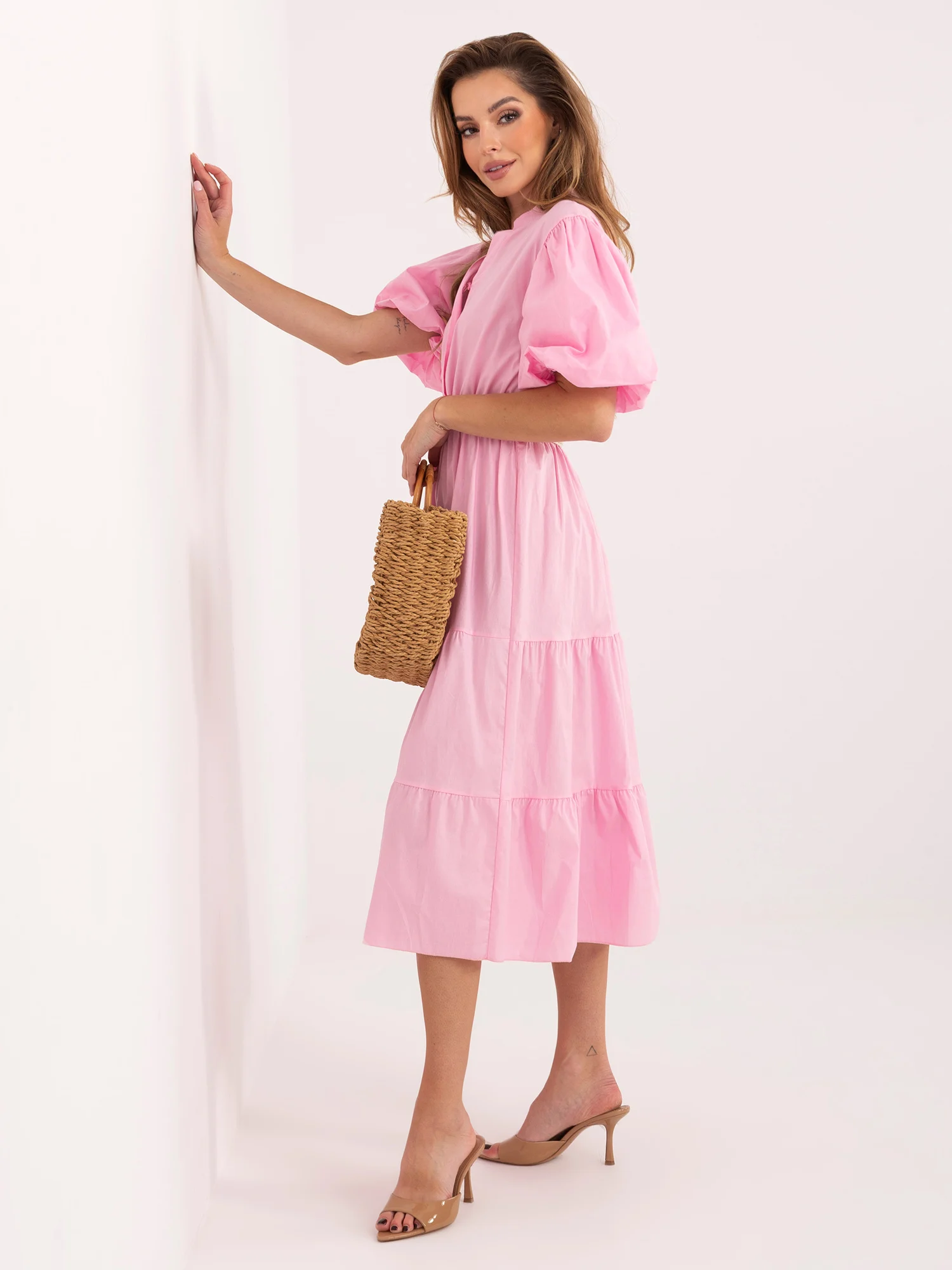 Rochie Dama Midi, Lejera, ITALY MODA, Roz Eleganta Office - imagine 5