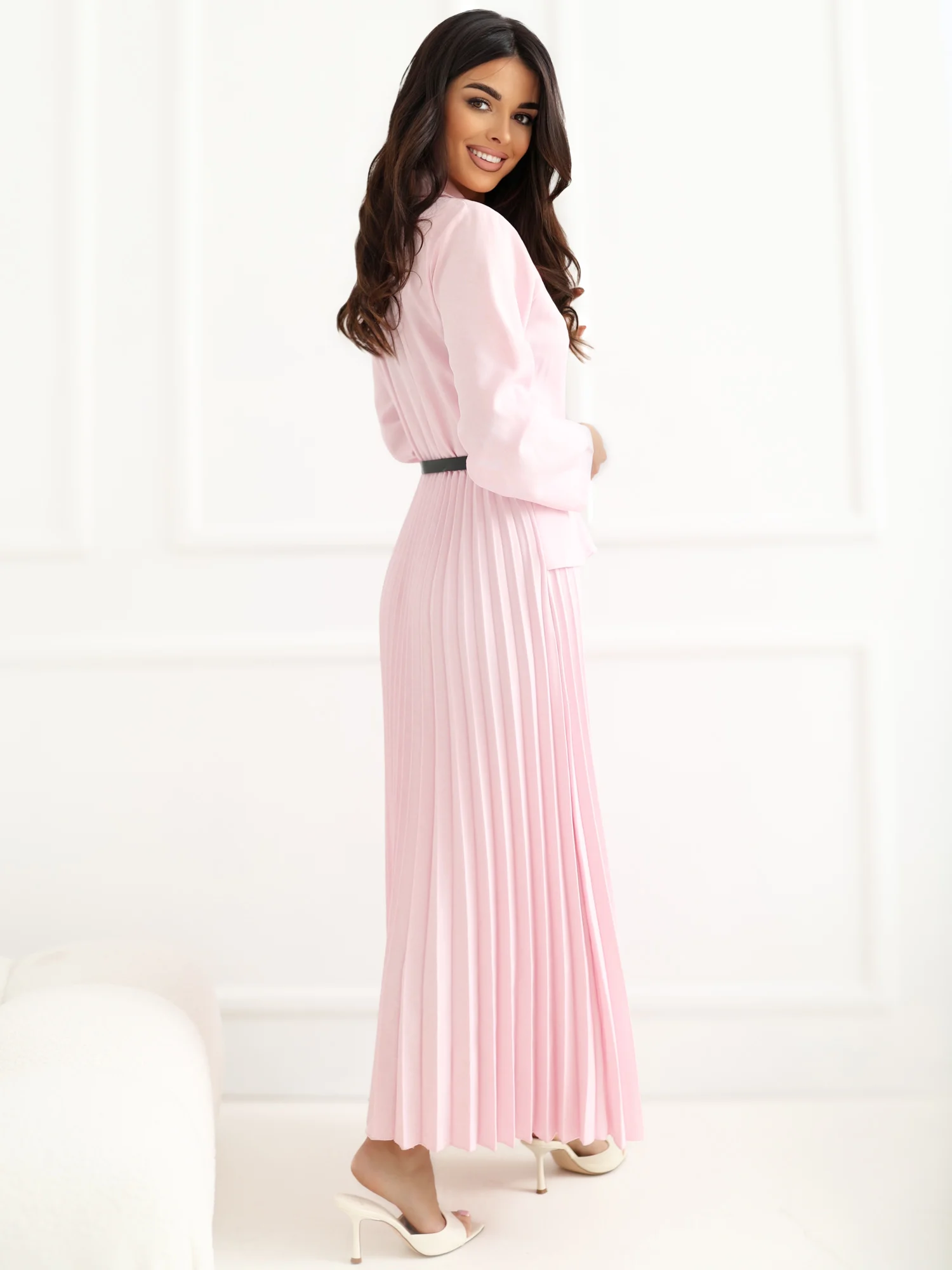 Rochie Dama Maxi, Lejera, RUE PARIS, Roz Eleganta Office - imagine 5