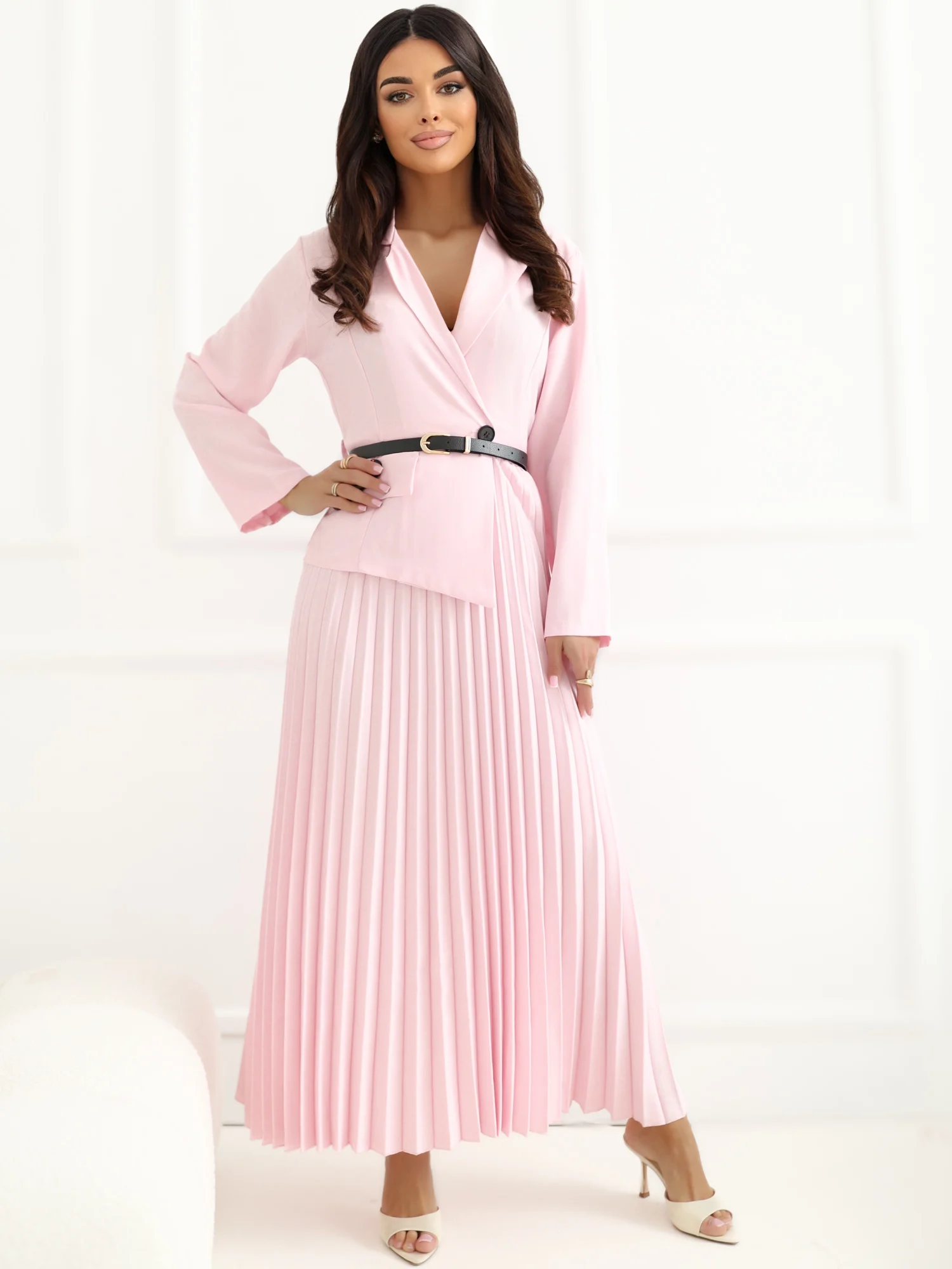 Rochie Dama Maxi, Lejera, RUE PARIS, Roz Eleganta Office - imagine 6