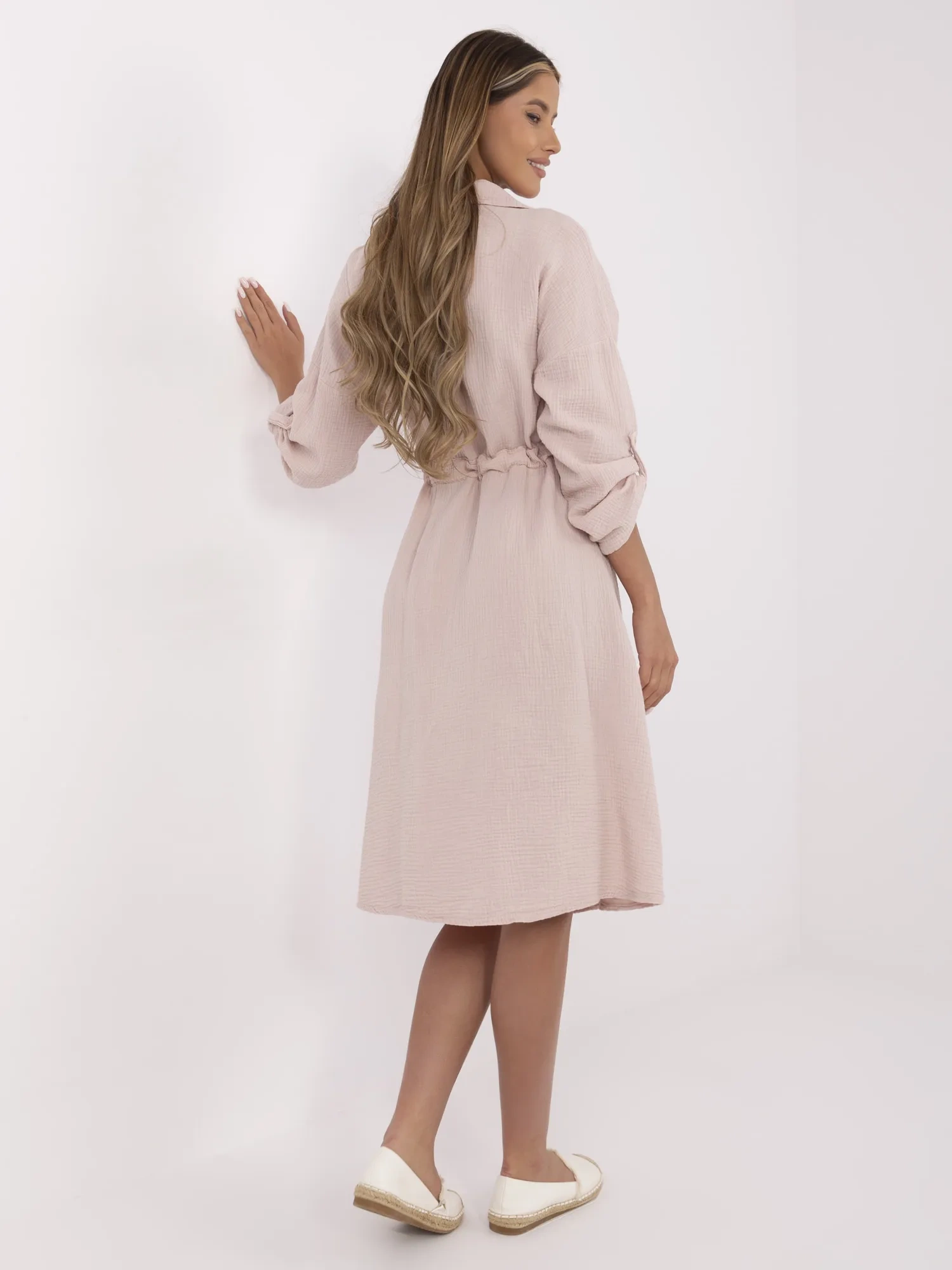 Rochie Dama Midi, Alta croiala, ITALY MODA, Roz de Vara - Image 2