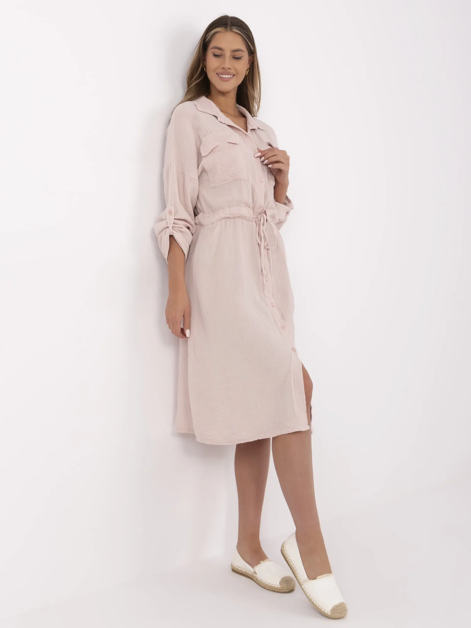 Rochie Dama Midi, Alta croiala, ITALY MODA, Roz de Vara - Image 5
