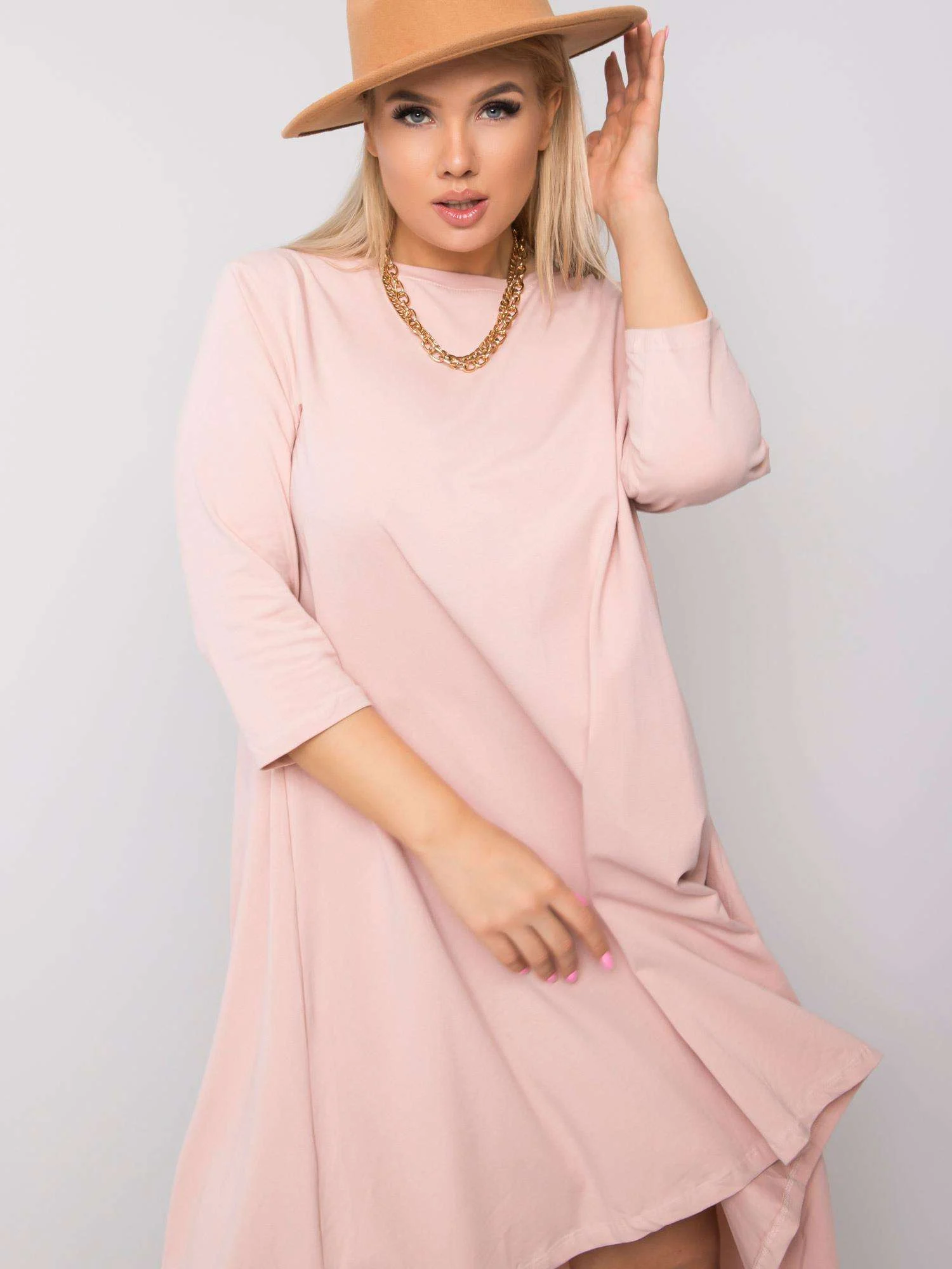 Rochie Dama Maxi, Rochie asimetrica, RELEVANCE, Roz Casual - Image 4