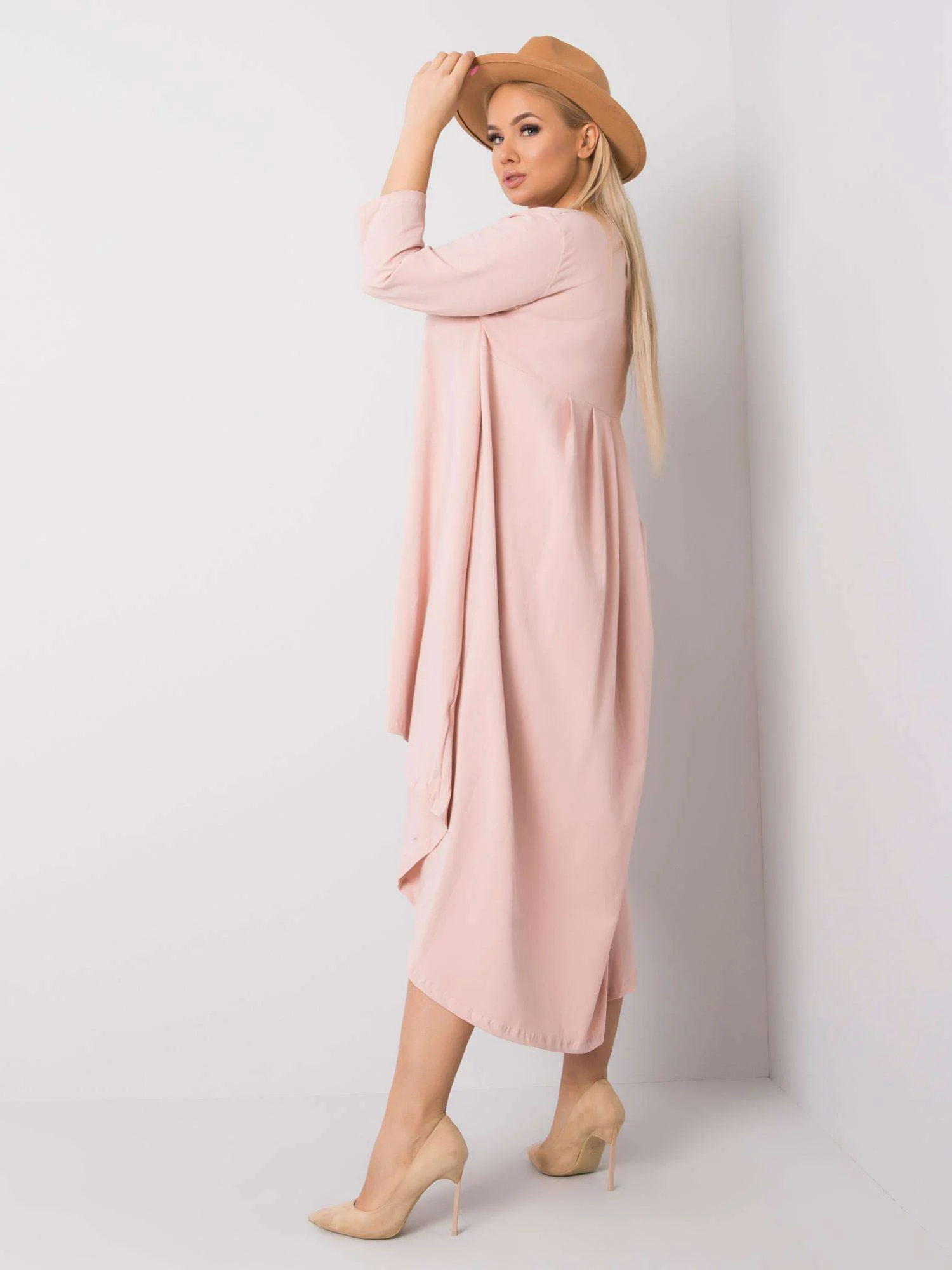 Rochie Dama Maxi, Rochie asimetrica, RELEVANCE, Roz Casual - Image 5