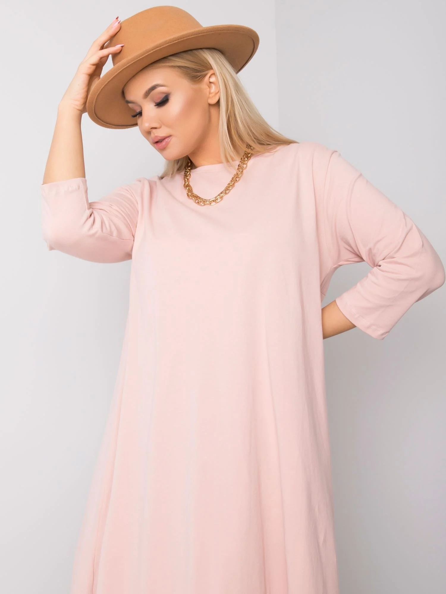 Rochie Dama Maxi, Rochie asimetrica, RELEVANCE, Roz Casual - Image 2