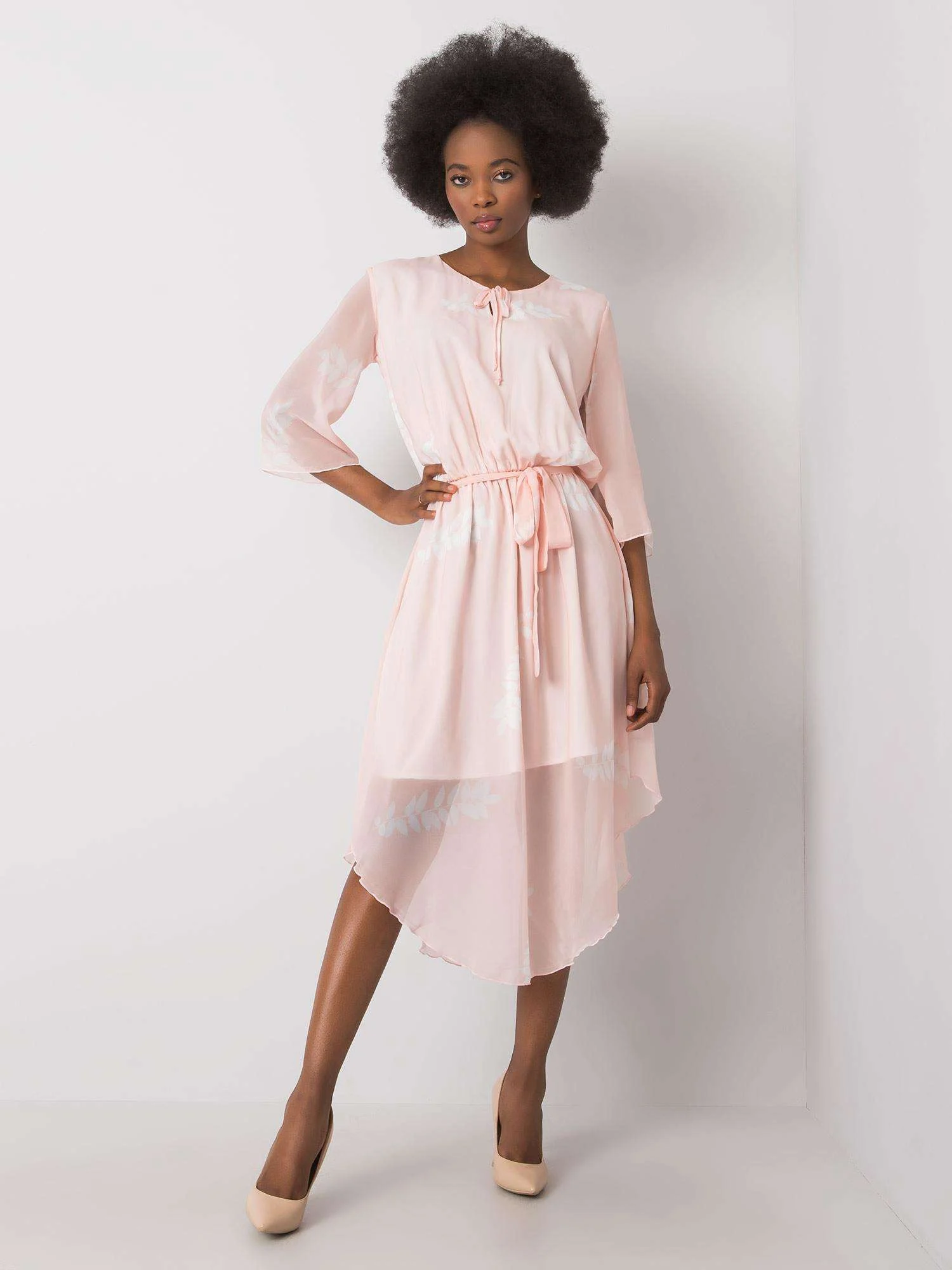 Rochie Dama Midi, Imprimat, LAKERTA, Roz Eleganta Office - imagine 4