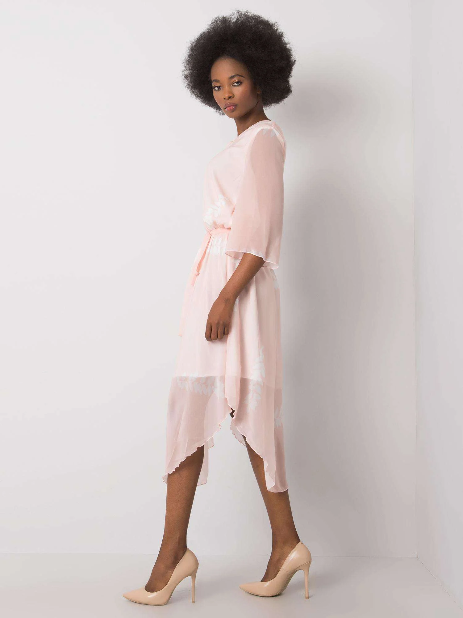 Rochie Dama Midi, Imprimat, LAKERTA, Roz Eleganta Office - imagine 5