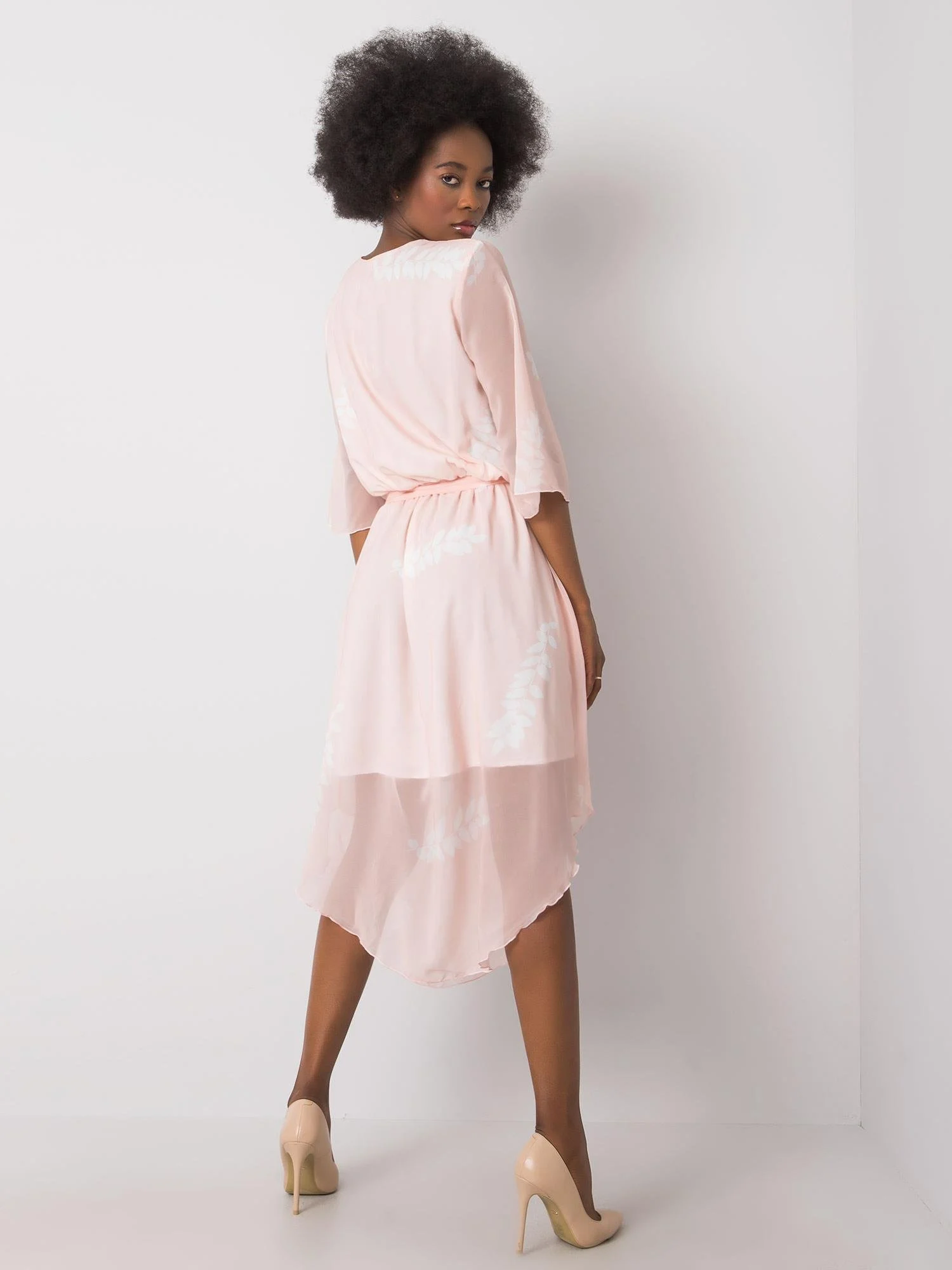 Rochie Dama Midi, Imprimat, LAKERTA, Roz Eleganta Office - imagine 2