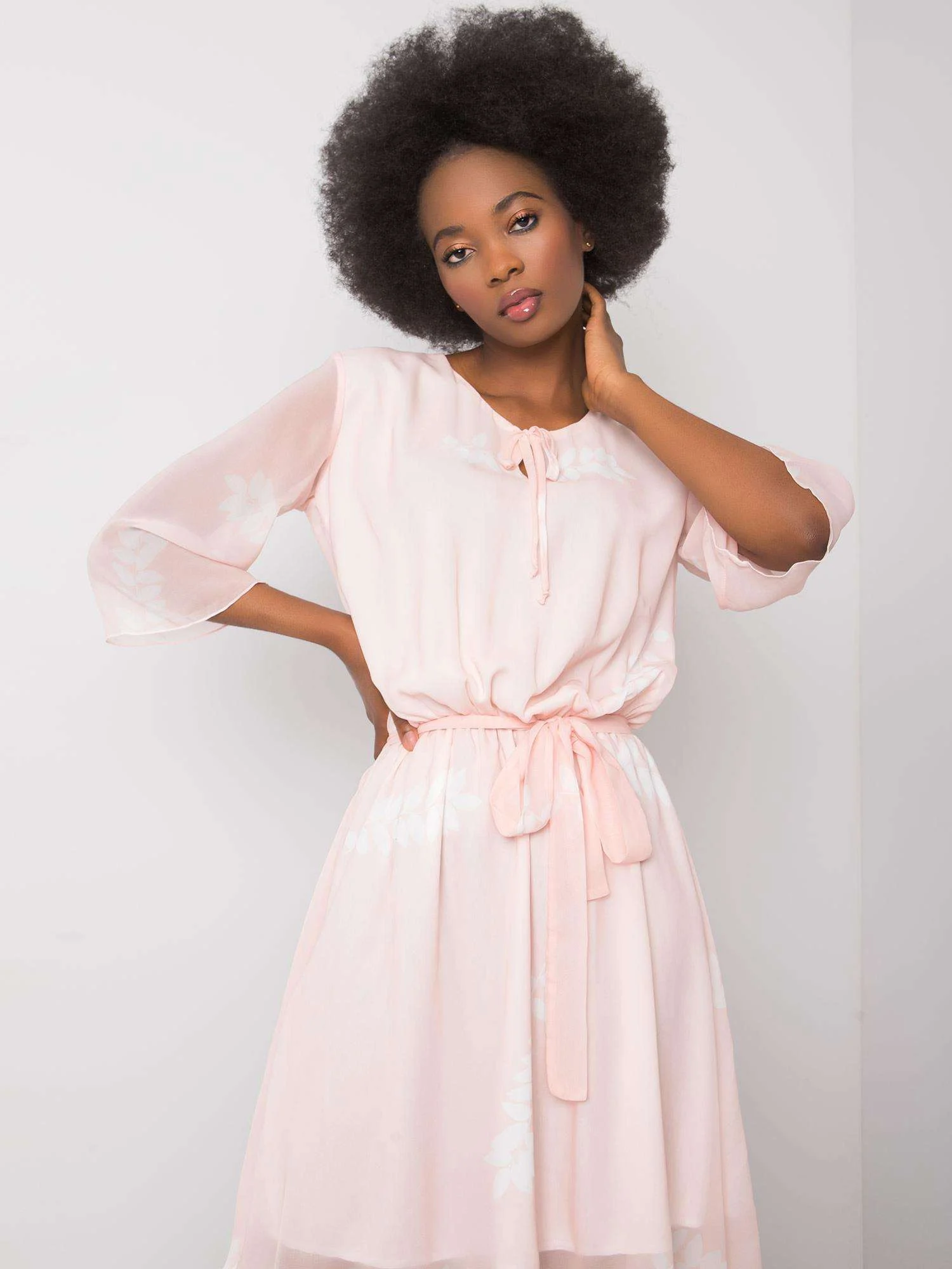 Rochie Dama Midi, Imprimat, LAKERTA, Roz Eleganta Office - imagine 3