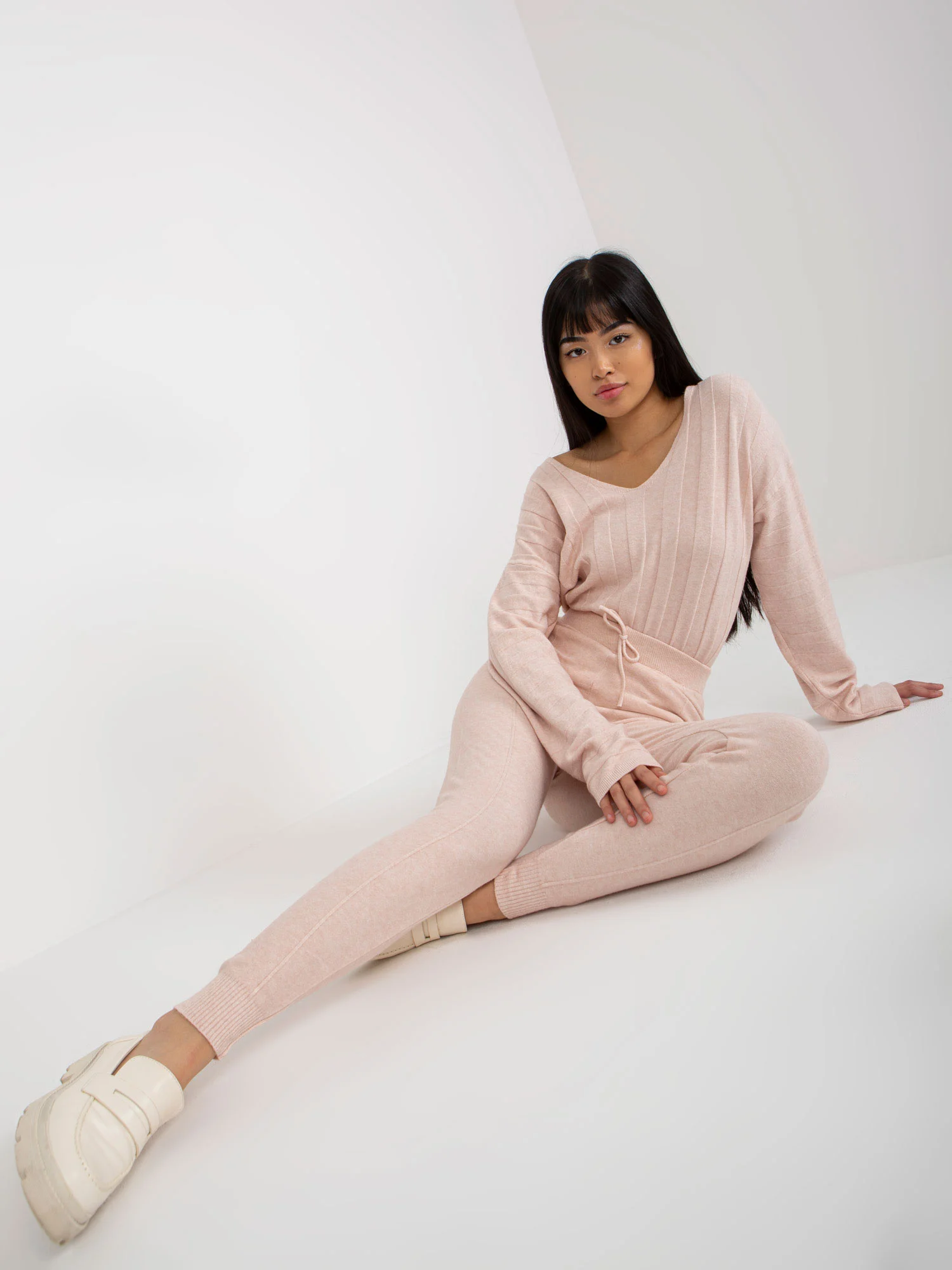 Pantaloni Dama Mansete elastice, Guler inalt, COCO ANGELO, Roz Eleganta Office - imagine 5